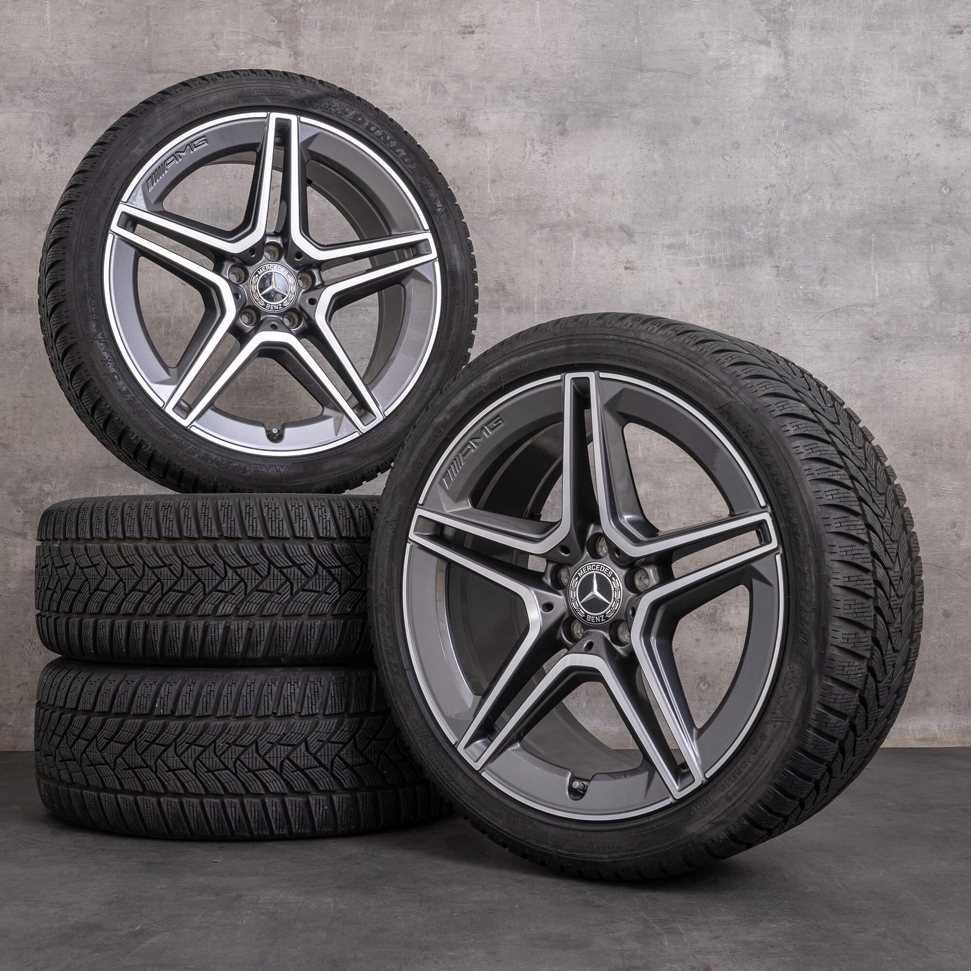 OEM Mercedes Benz AMG CLS winter wheels 19 inch W257 C257 rims A2574011500 A2574011600 himalaya gray glossy turned