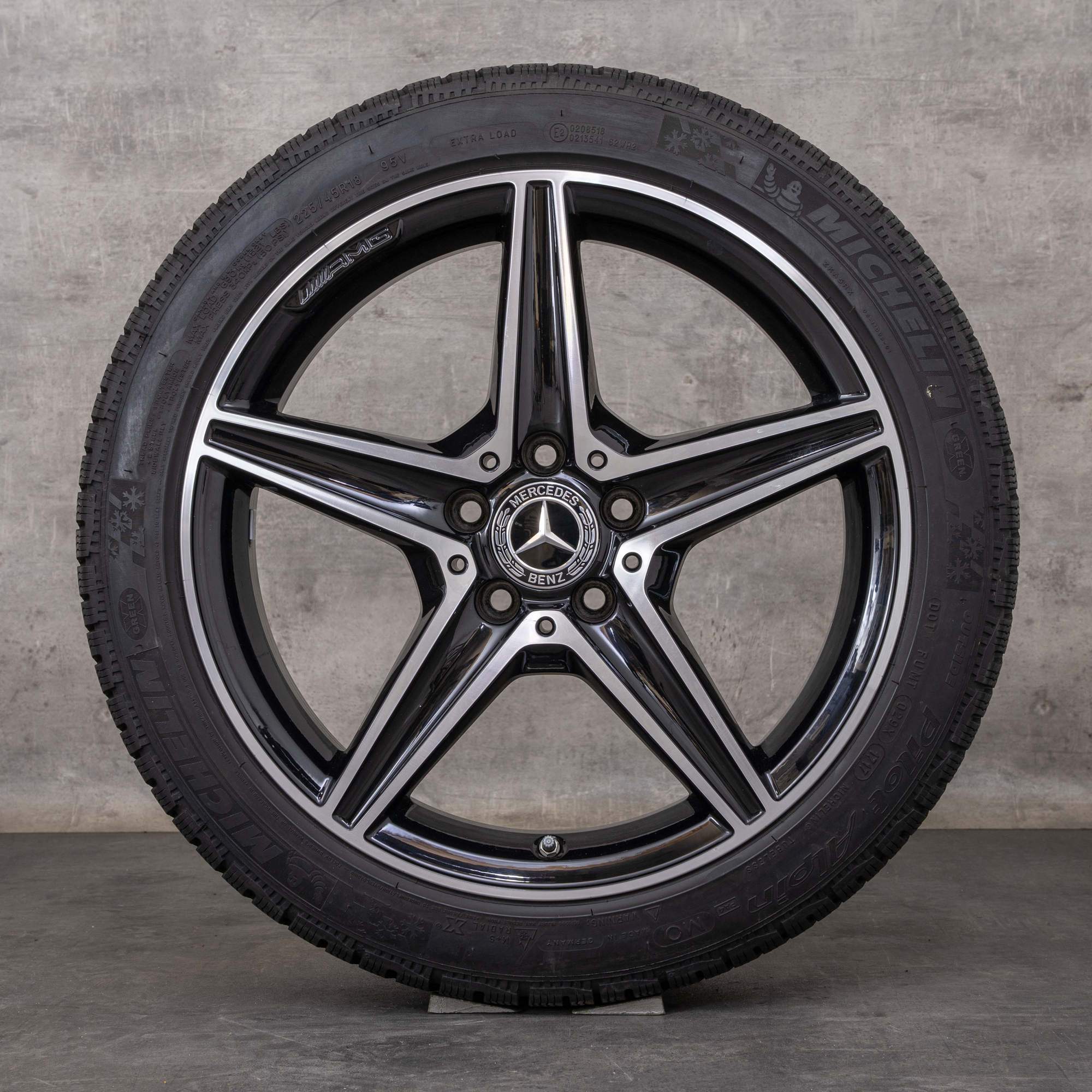 Alkuperäiset Mercedes Benz C-sarjan AMG C43 C450 Sport talvirenkaat 18 tuuman W205 S205 C205 A205 vanteet A2054014800 A2054011100 musta kiillotettu käännetty