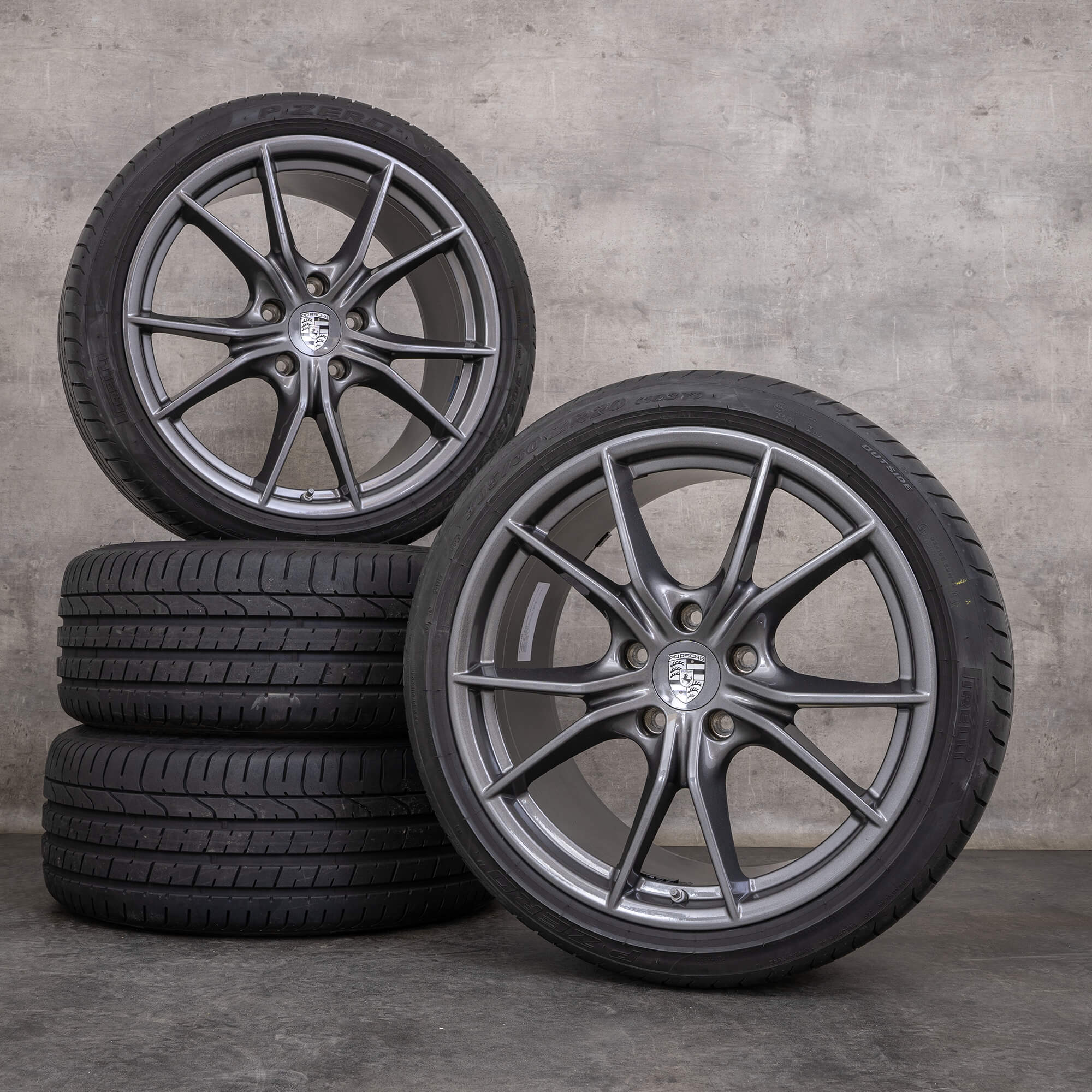 Original Porsche 991 II Felgen 20 Zoll C2 Carrera T Sommerräder 99136271000 99136276000 titan glanz