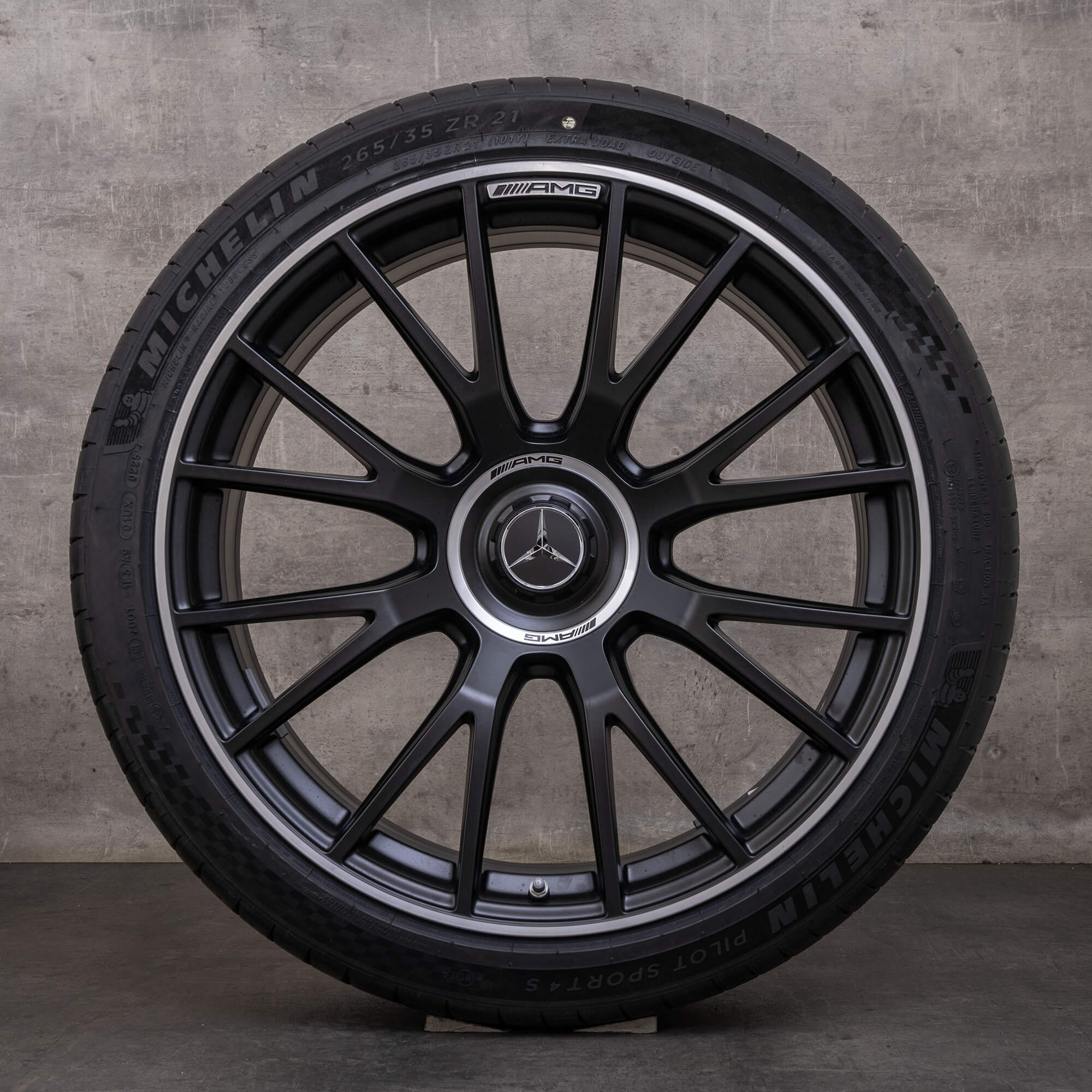 Orijinal Mercedes Benz E-Serisi E53 Hibrit AMG jantlar 21 inç W214 yaz jant lastik A2144011300 A2144011400 siyah mat parlak tornalanmış