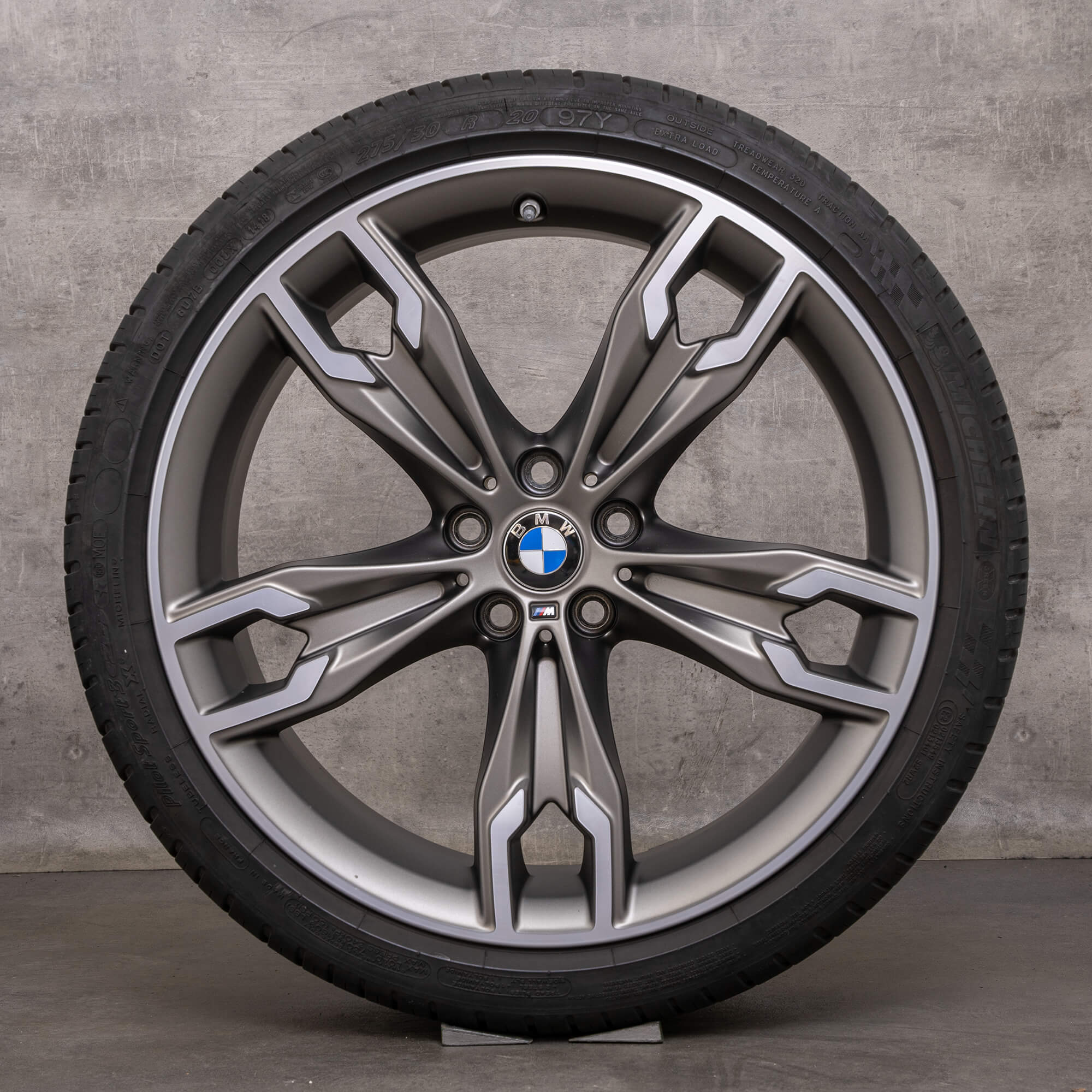 Original BMW 5er Felgen 20 Zoll G30 G31 Sommerräder Styling 668 M 7855087 75855088 cerium grey matt glanzgedreht