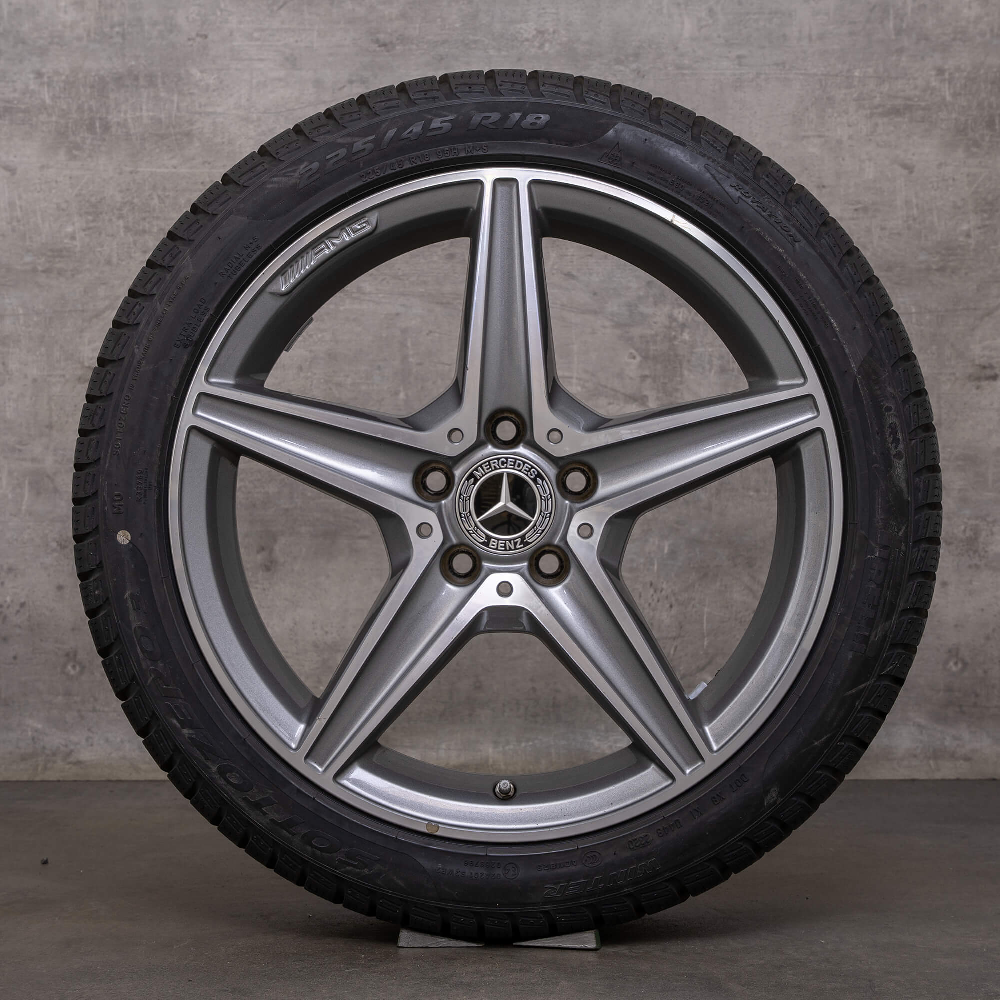 Alkuperäiset Mercedes Benz C-sarjan AMG talvirenkaat 18 tuuman W205 S205 C205 A205 vanteet A2054011100 himalaya grey kiillotettu