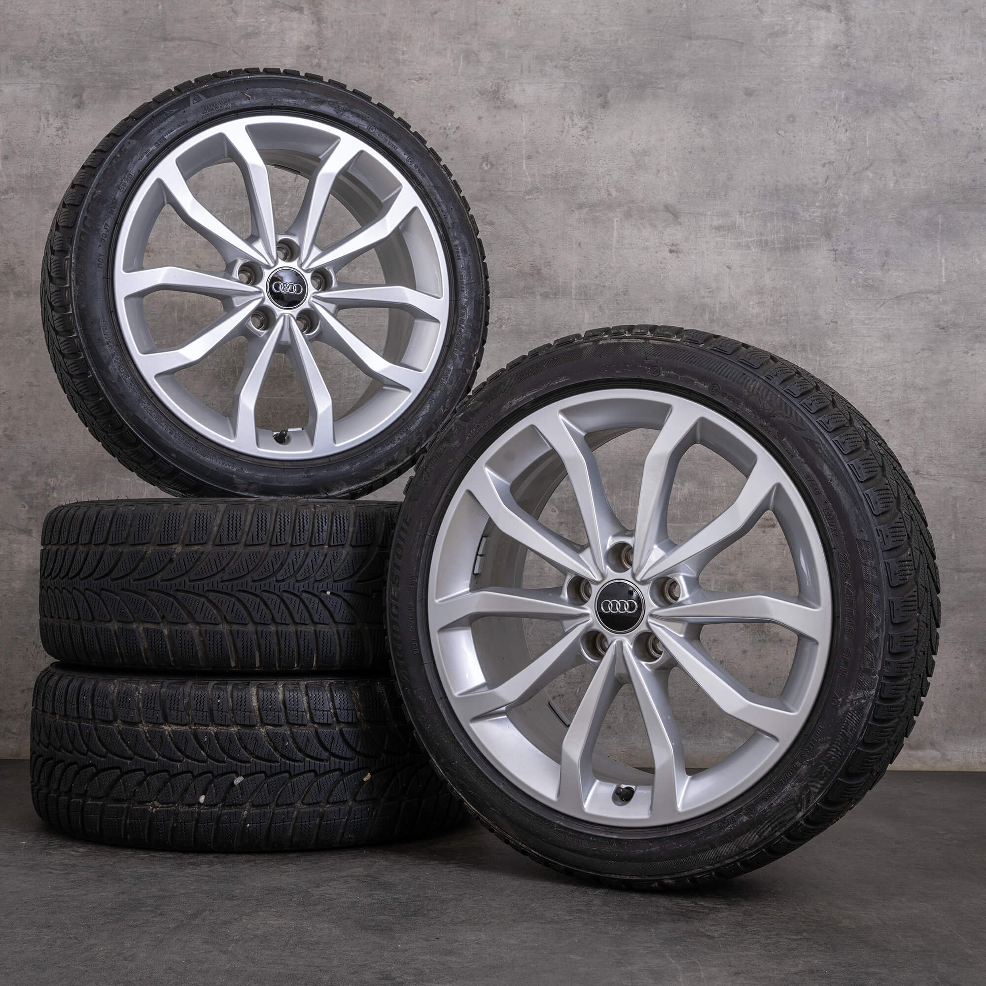 OEM Audi A4 S4 snow tire packages 18 inch B9 8W rims 8W0601025ED silver glossy