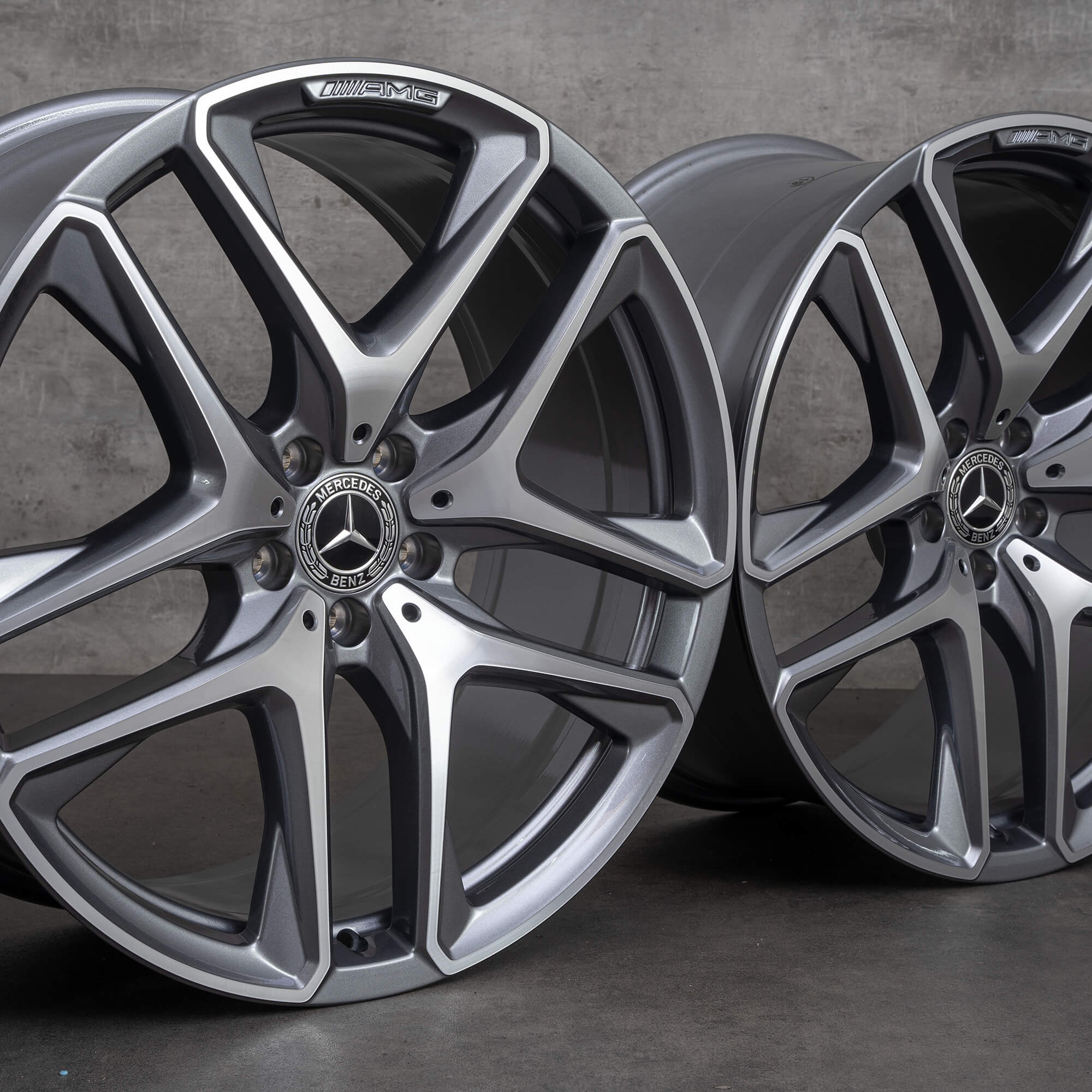 OEM AMG Mercedes Benz GLE 53 63 21 inch rims X167 C167 Hybrid A1674014200 A1674014300 himalaya grey high-sheen NEW