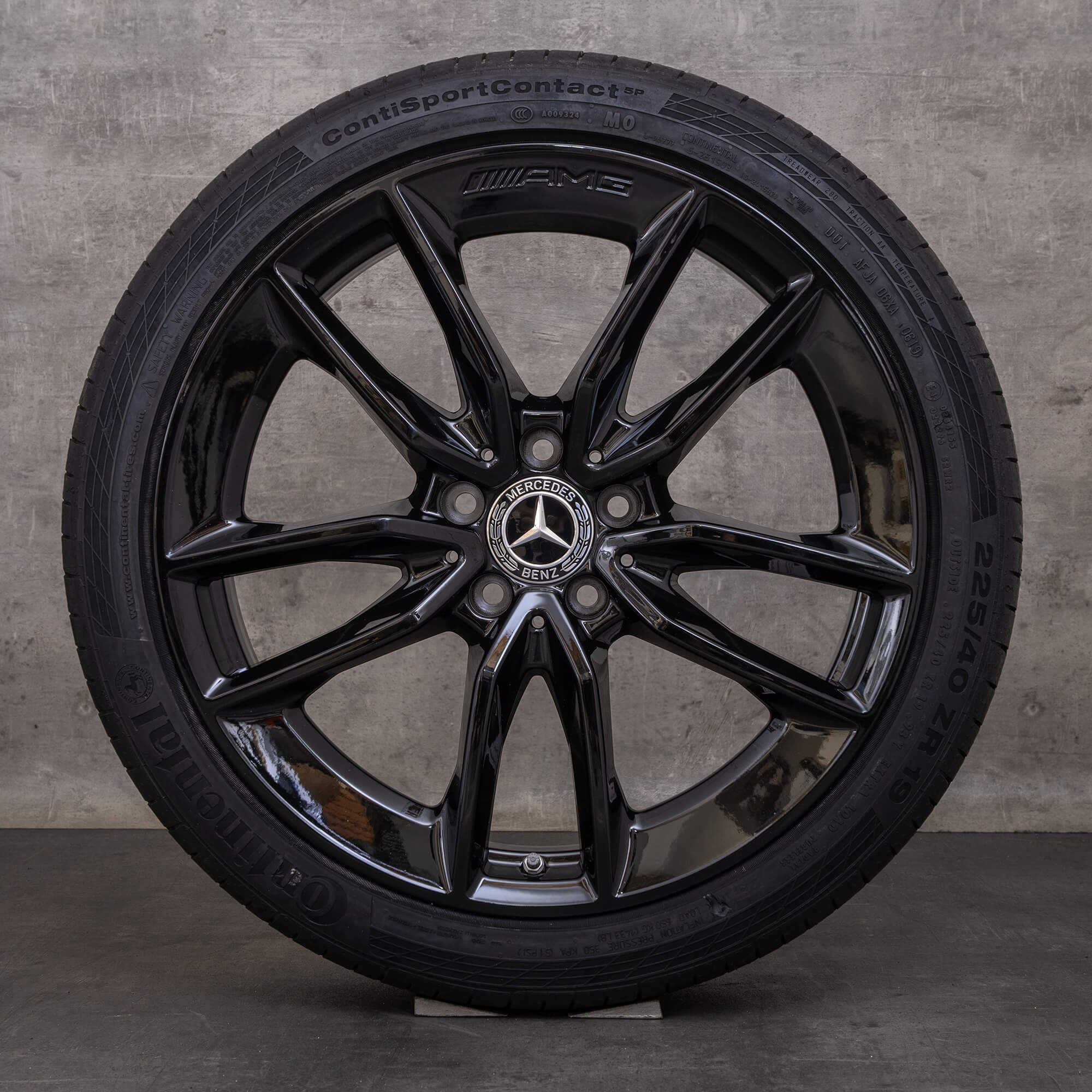 Oryginał Mercedes Benz Klasa C C43 AMG felgi 19 cali W205 S205 C205 A205 koła letnie A2054010701 A2054010801 czarny błyszczący
