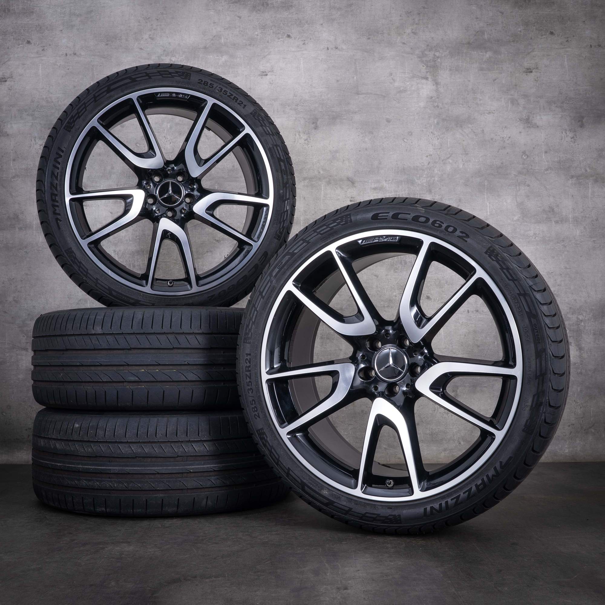 Originale Mercedes-Benz GLC 43 AMG anvelope de iarnă 21 inch model X253 coduri A2534012000 A2534012800 negre cu suprafață frontală diamantată