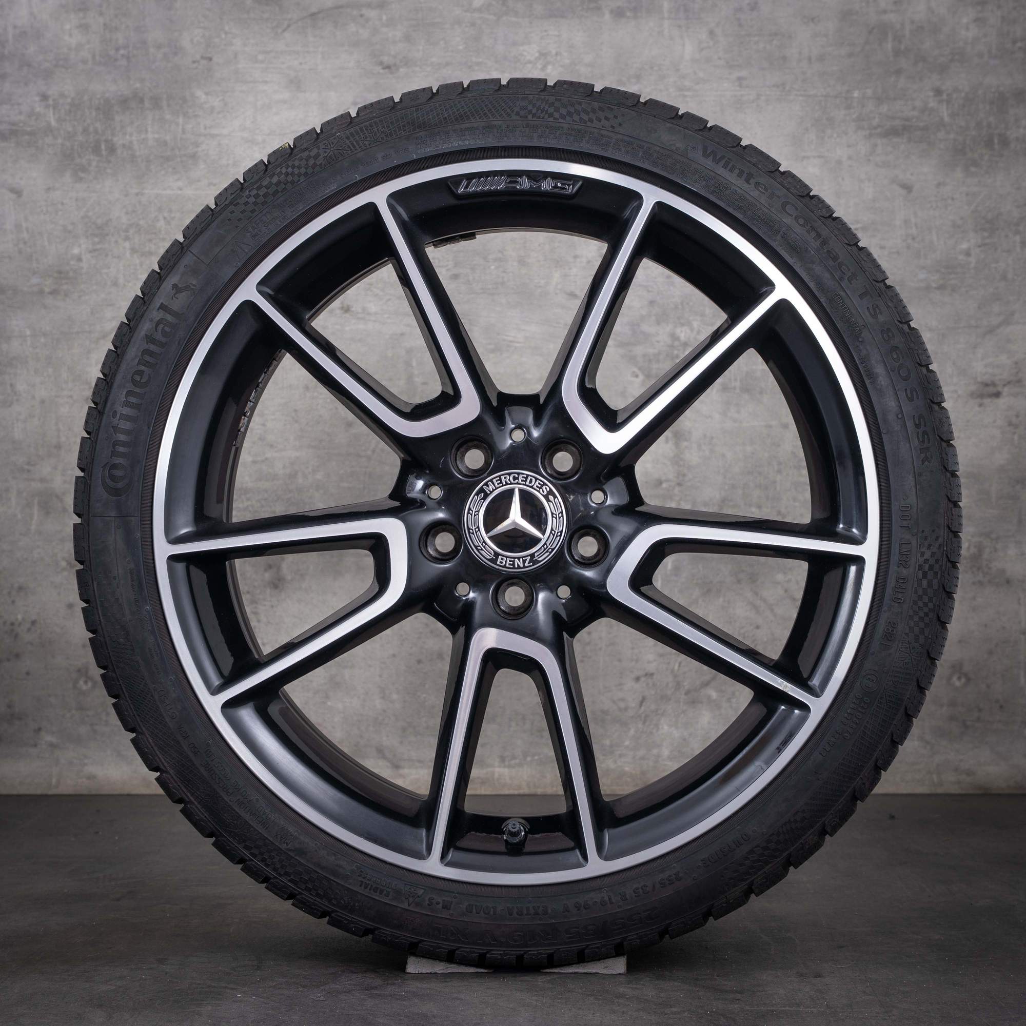 Alkuperäiset Mercedes-Benz C-sarjan AMG-talvirenkaat 19 tuumaa W205 S205 C205 A205 vanteet A2054012200 A2054012300 diamond cut musta