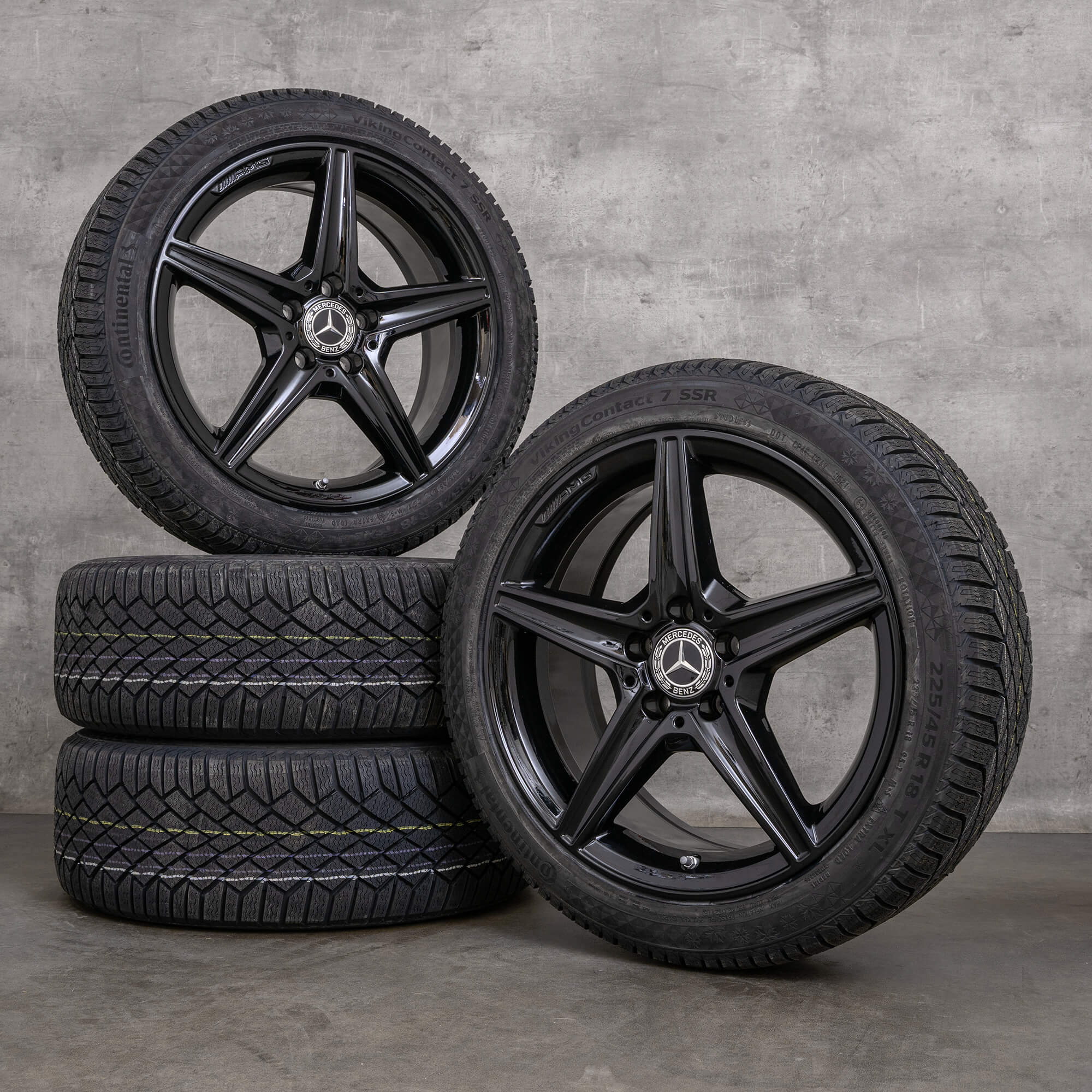 Originale Mercedes Benz Classe C AMG inverno ruote 18 pollici W205 S205 C205 A205 cerchi A2054011100 nero lucido