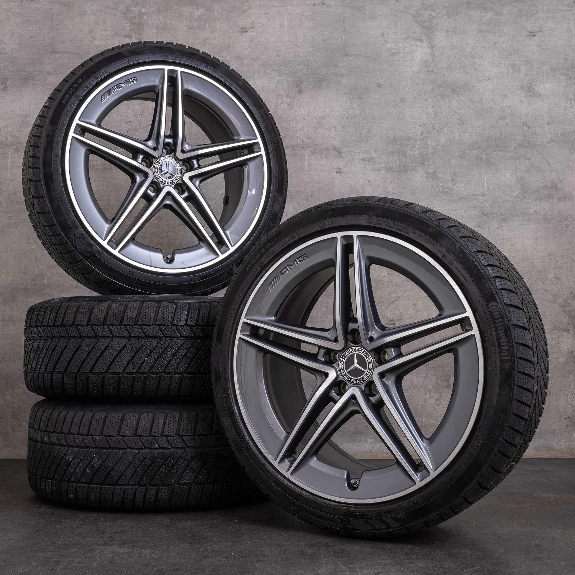 Orijinal Mercedes Benz C-Serisi C63 & S AMG kış jant lastik 19 inç W205 S205 jantlar A2054010501 A2054010601 himalaya gri parlak tornalı