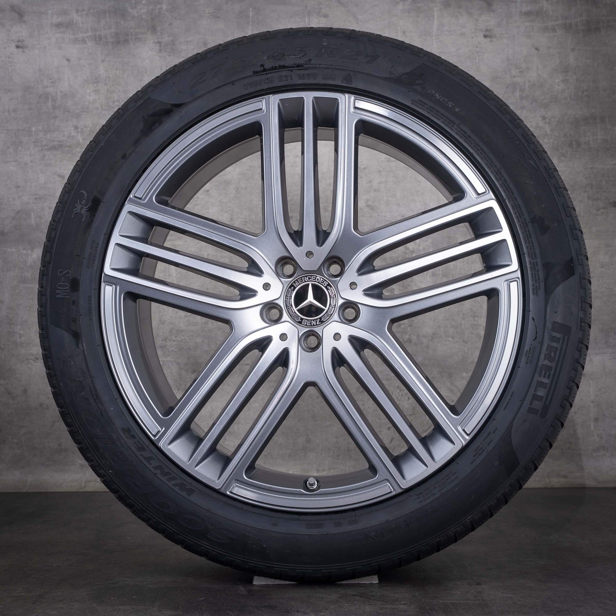 Originale Mercedes-Benz GLS vinterhjul 21 tommer X167-fælge A1674015100 A1674015300 himalaya grey diamond cut foran - hjul 2 af 4