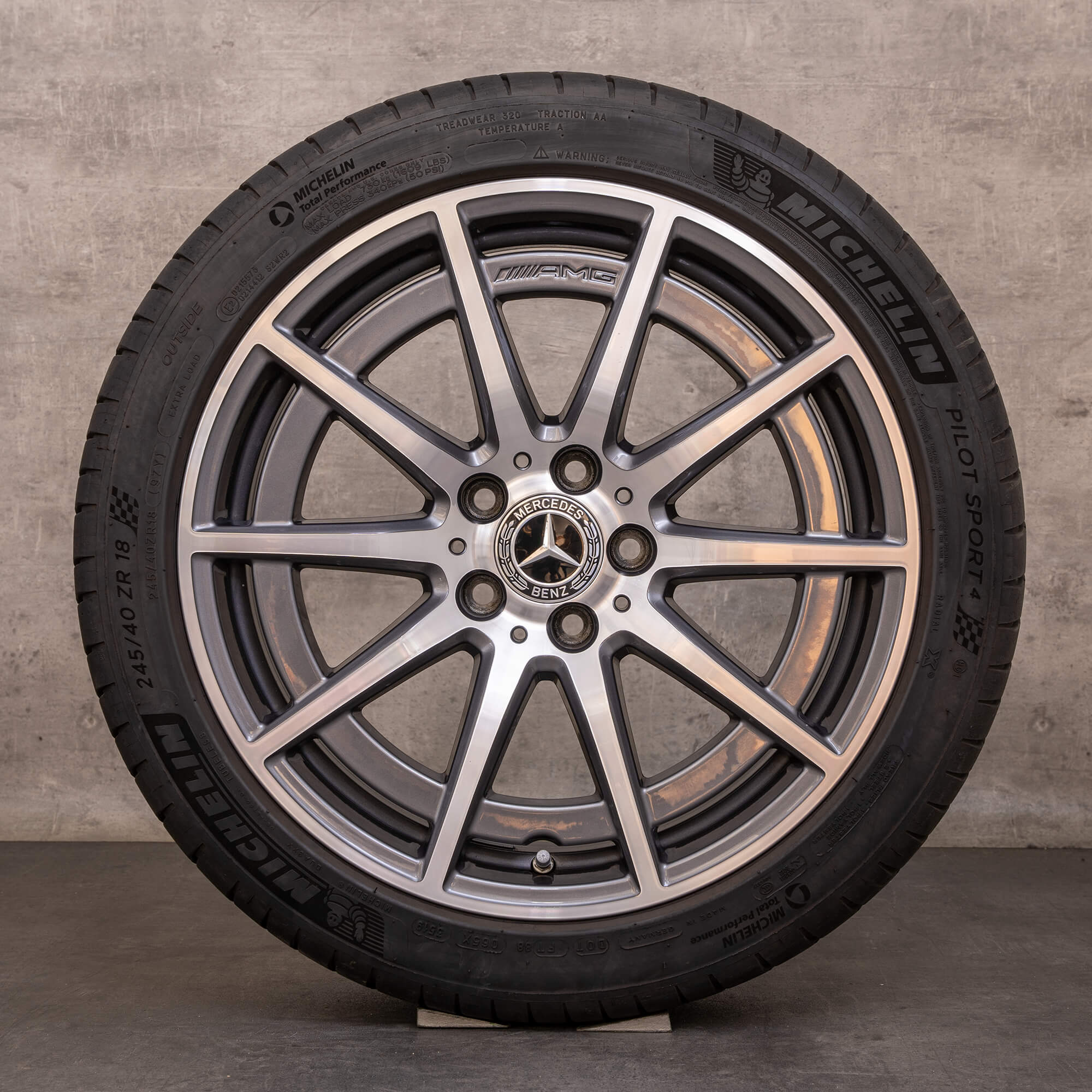 Oryginał Mercedes Benz Klasa A 45 CLA AMG koła zimowe 18 cali W177 V177 C118 X118 Felgi A1774012100 himalaya szary Polerowane