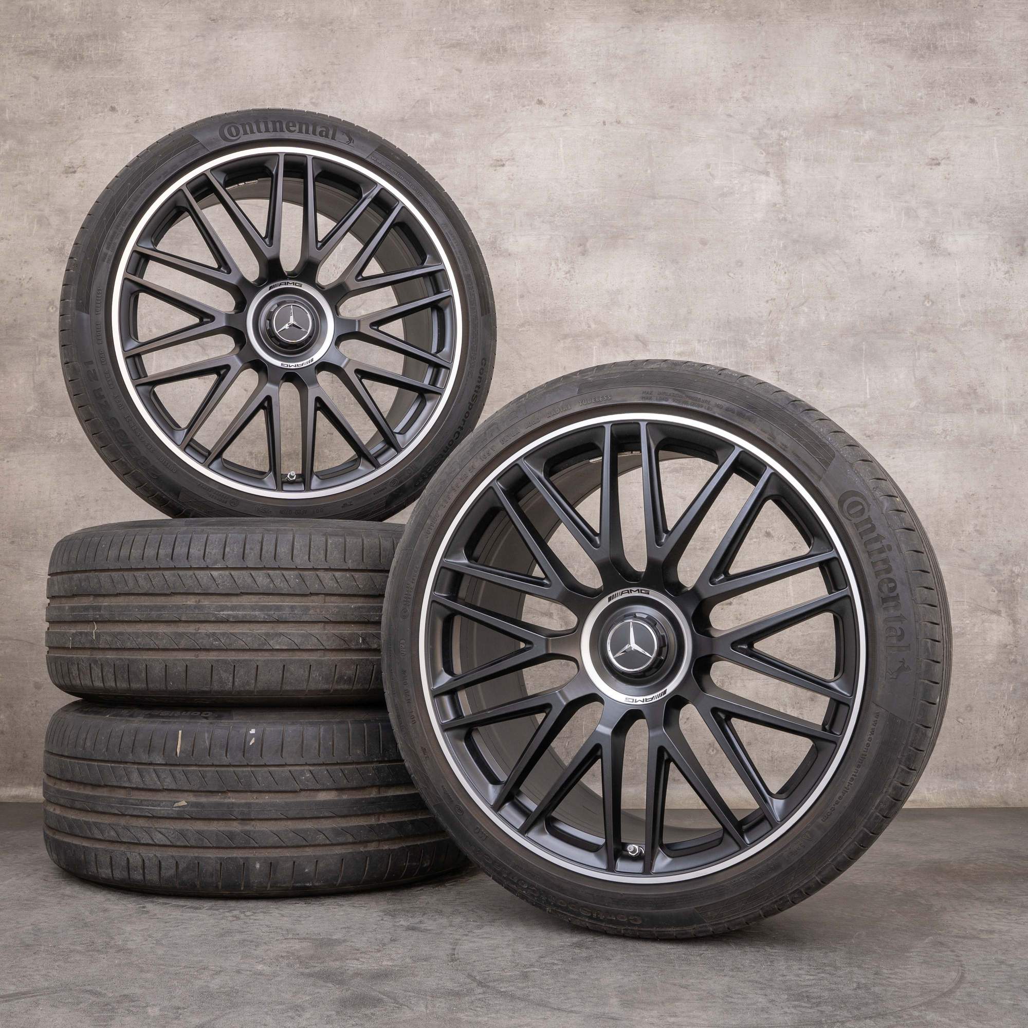 Alkuperäiset Mercedes Benz S-sarjan S 63 AMG E Performance vanteet 21 tuuman V223 kesäpyörät A2234012300 A2234012400 musta matta kiillotettu