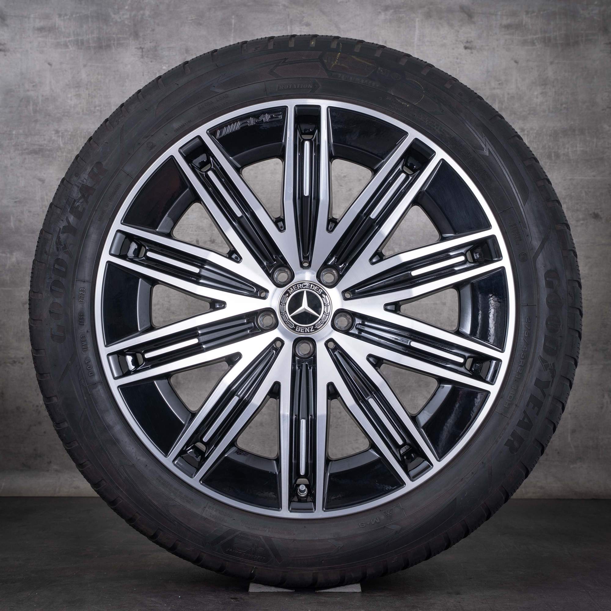 Originale Mercedes-Benz EQS AMG vinterhjul 21 tommer X296 felger A2964011600, svart glans
