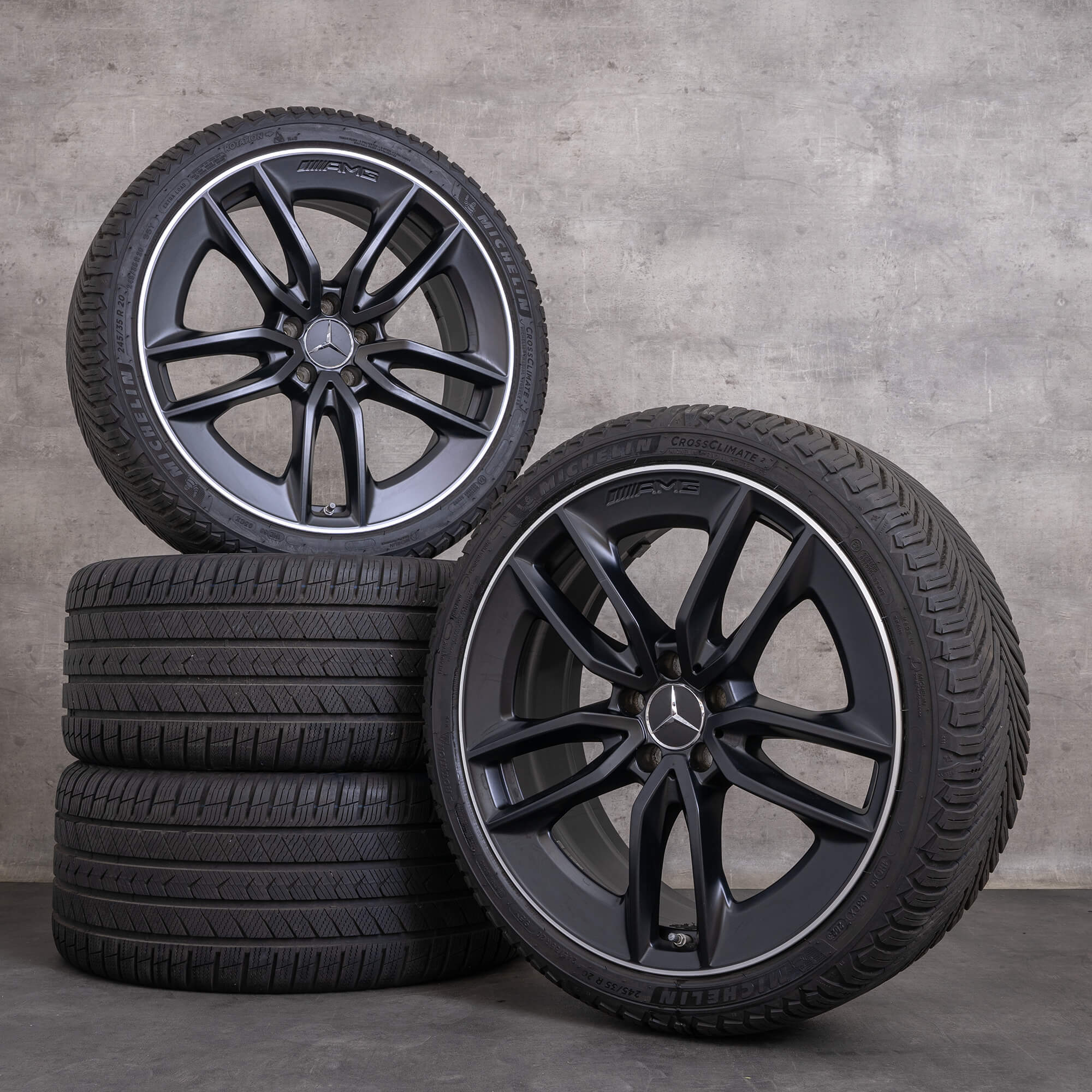 Genuíno AMG Mercedes E-Class E43 E53 jantes 20 polegadas W213 S213 A238 C238 pneus para todas as condições meteorológicas A2134014900 A2134015000 preto mate brilhante torneado