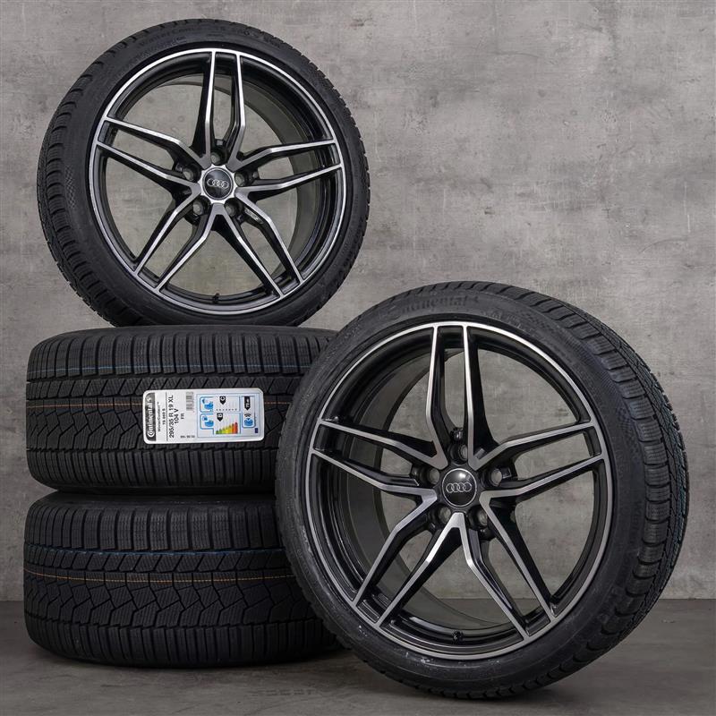 Original zimní pneu s disky Audi R8 19palcové ráfky na auto 4S 4S0601025P 4S0601025R černé lesklé soustružené