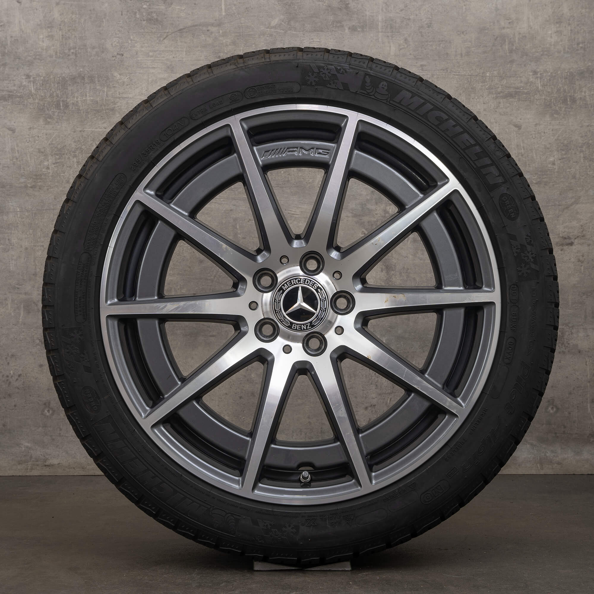 Original Mercedes Benz E-Klasse AMG E63 S Winterräder 19 Zoll W213 S213 Felgen A2134016900 A2134017000 himalaya grey glanzgedreht