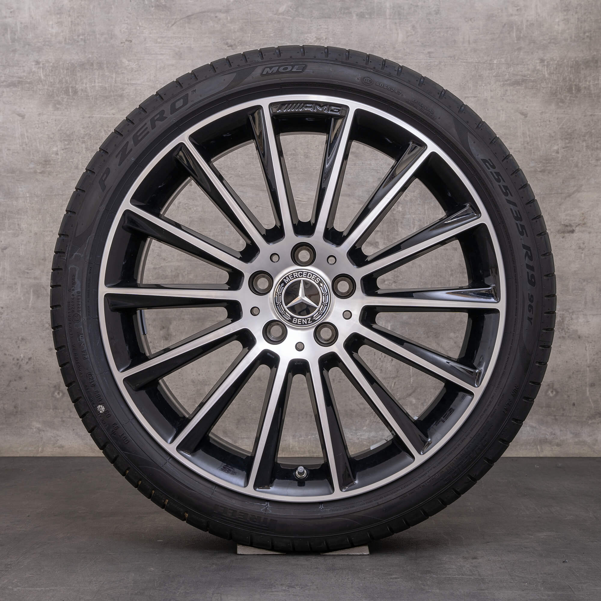 Aito Mercedes Benz C-Class AMG vanteet 19 tuuman W205 S205 C205 A205 kesävanteet A2054011300 A2054011400 musta kiiltävä käännetty