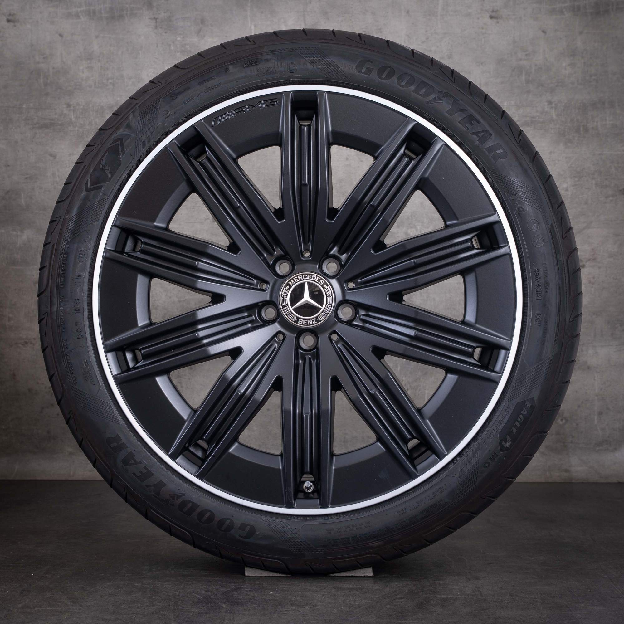 Original Mercedes Benz EQE AMG Felgen 21 Zoll SUV X294 Sommerräder A2944011200 schwarz matt rand glanzgedreht