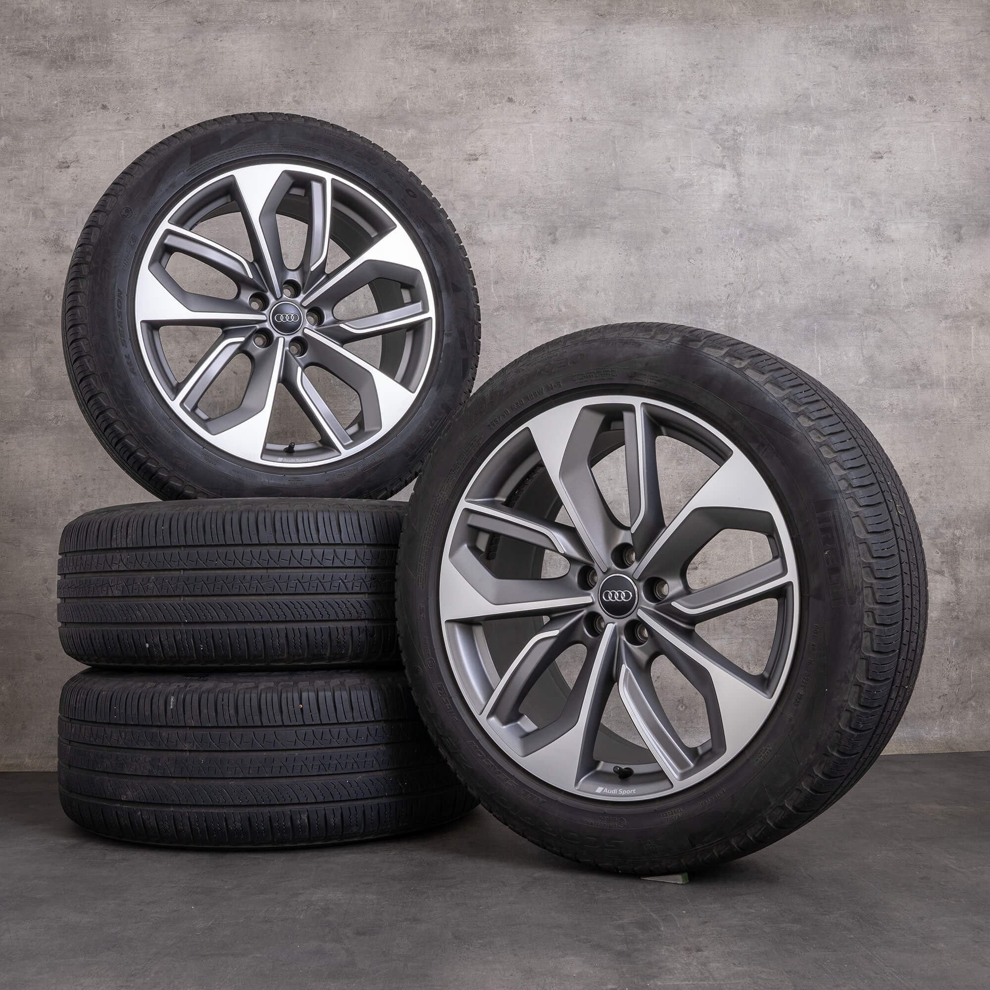 Genuine Audi e-tron GE & Q8 Sportback jante 20 inch anvelope all-weather 4KE601025 antracit mat lucios întoarse