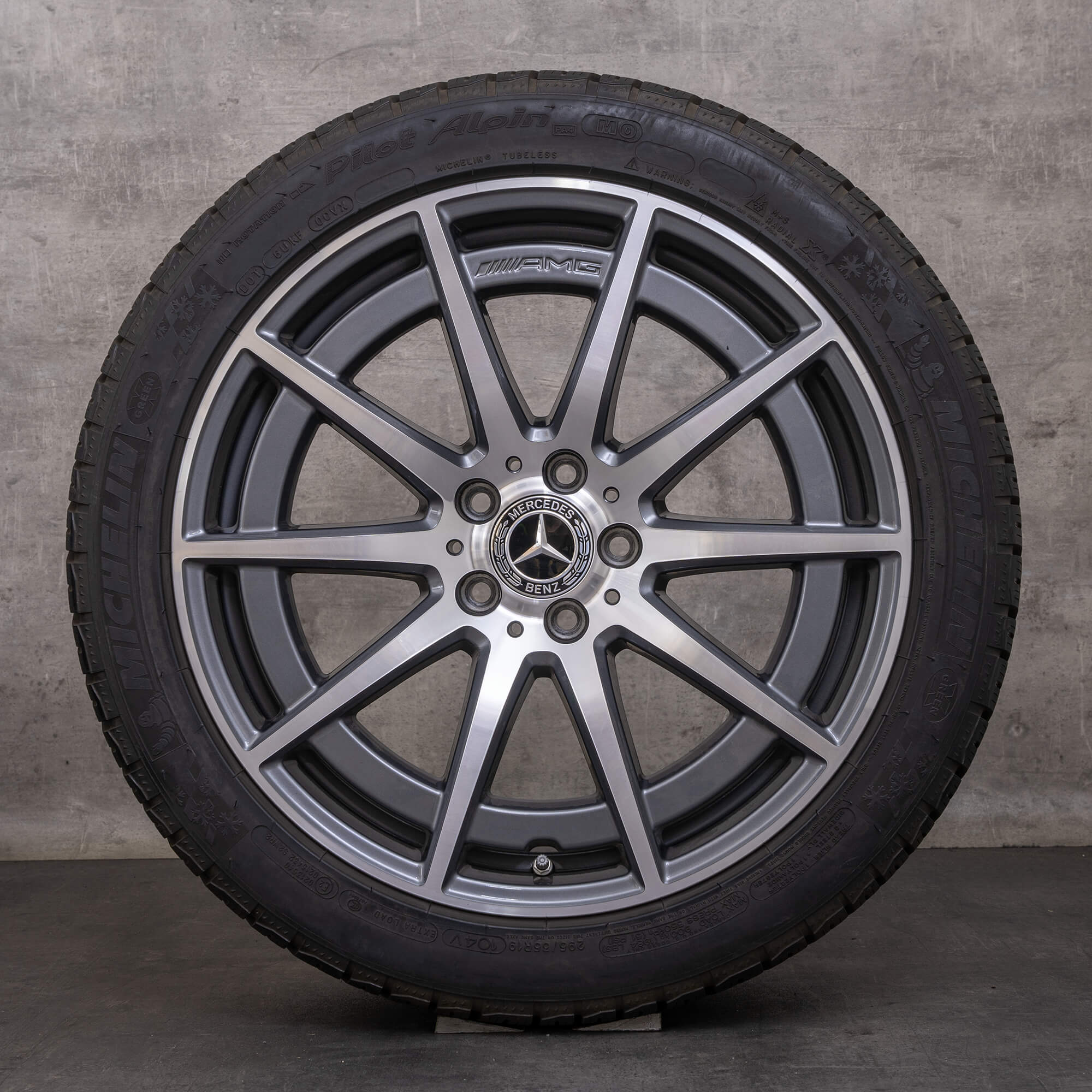 Oryginał Mercedes Benz Klasa E AMG E63 & S koła zimowe 19 cali W213 S213 felgi A2134016900 A2134017000 himalaya szary Polerowane