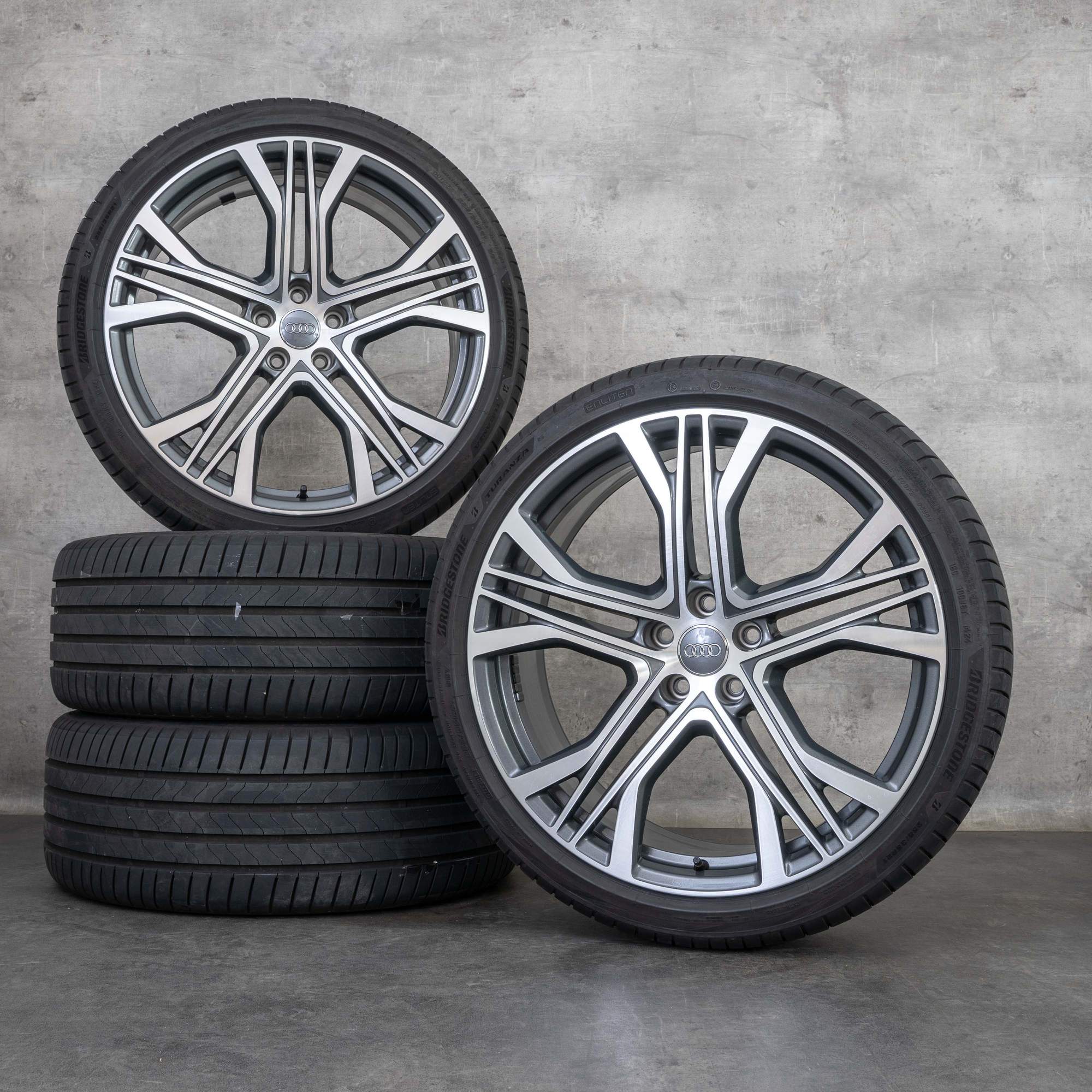 Originale Audi A7 S7 cerchi auto 21 pollici 4K C8 estivi 4K8601025AA titanio lucidato frontalmente