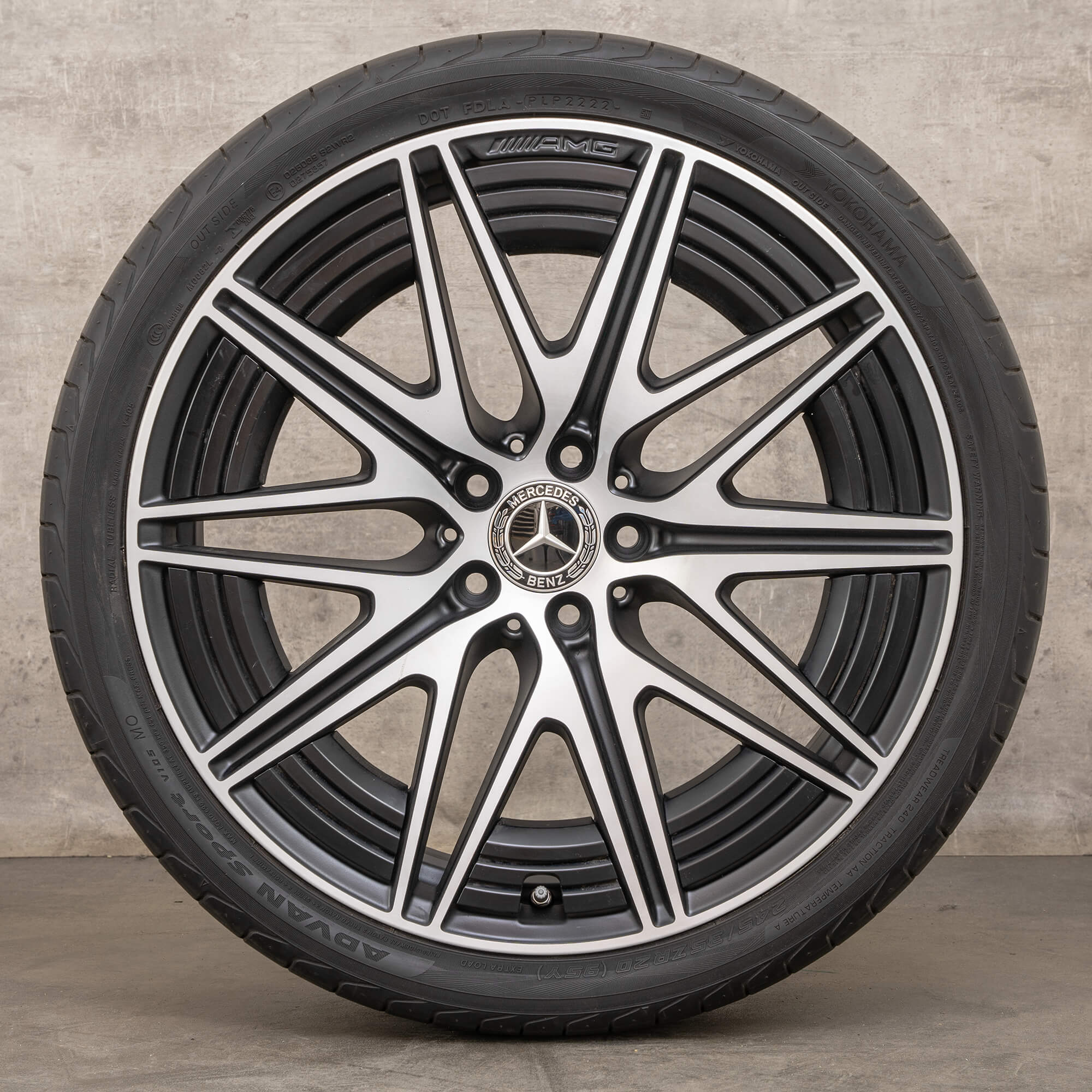 Original Mercedes Benz C-Klasse C43 AMG Felgen 20 Zoll W206 S206 Sommerräder A2064012500 A2064012600 schwarz seidenmatt glanzgedreht