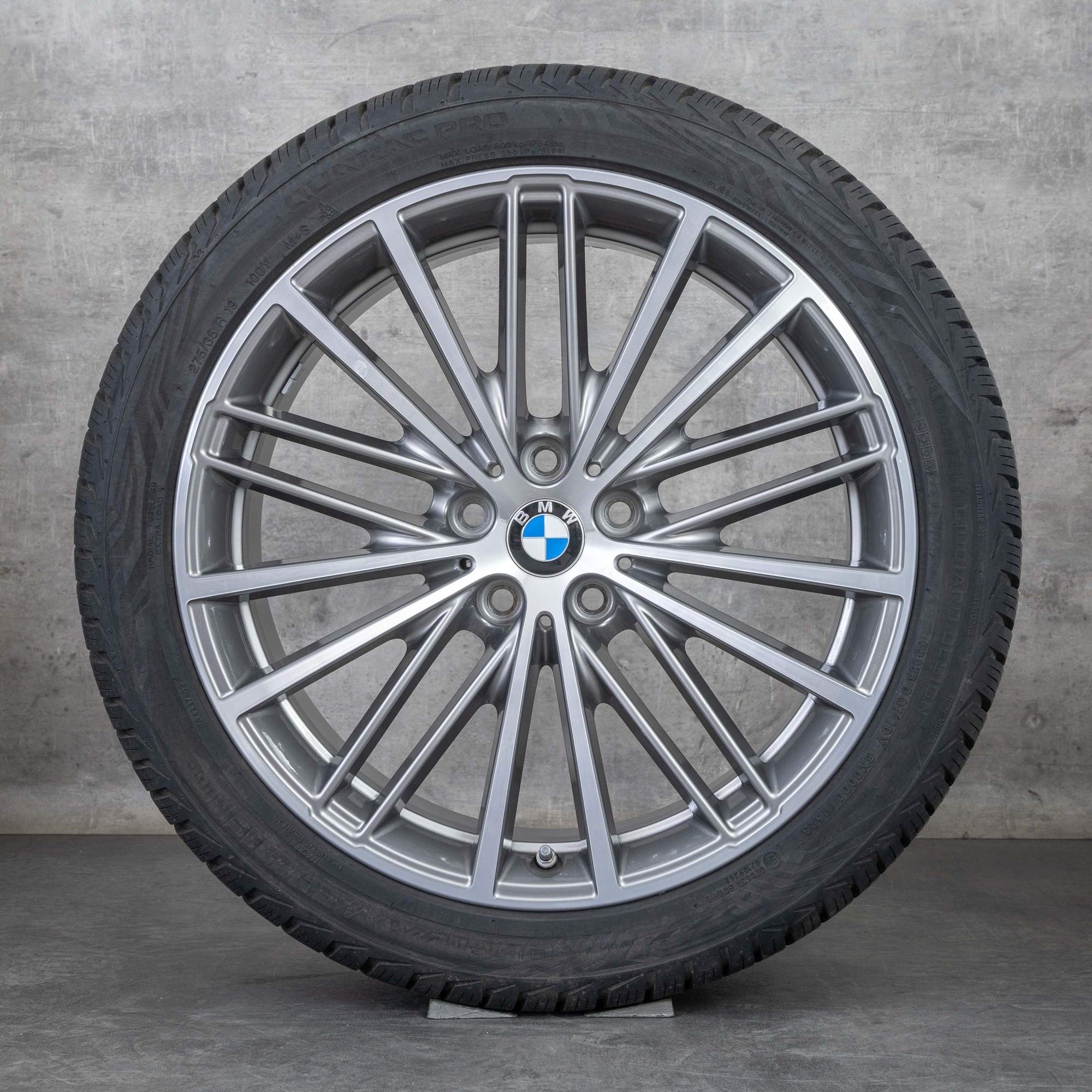 Oryginalne koła zimowe BMW serii 5 19 cali G30 G31 felgi stylizacja 635 6863422 6863423 ferricgrey polerowane