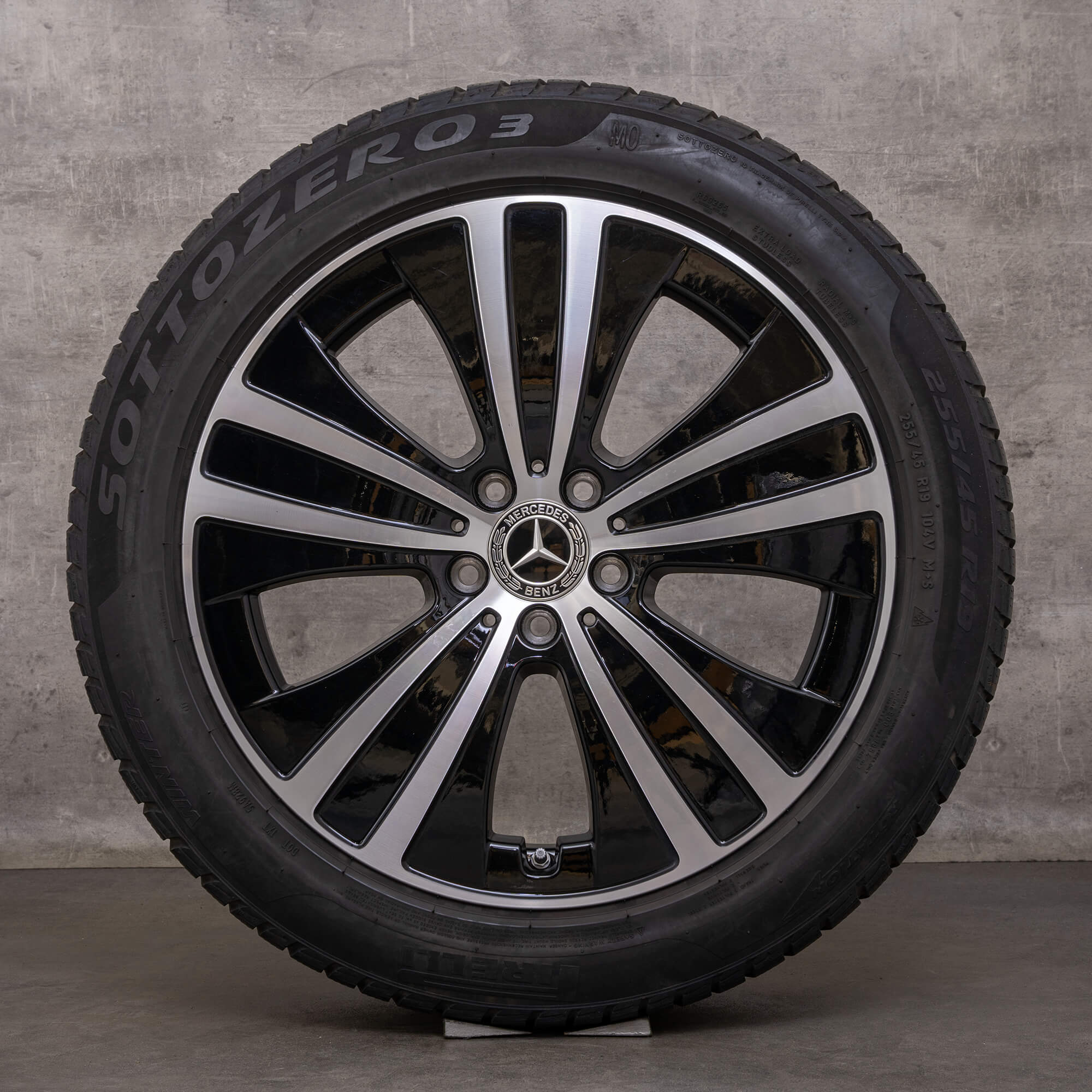 【美品 ベンツ AMG V295 EQE 純正 19インチ ブラック 4本】 OEM Mercedes Benz EQE rims 19 inch V295 summer wheels A2954011200