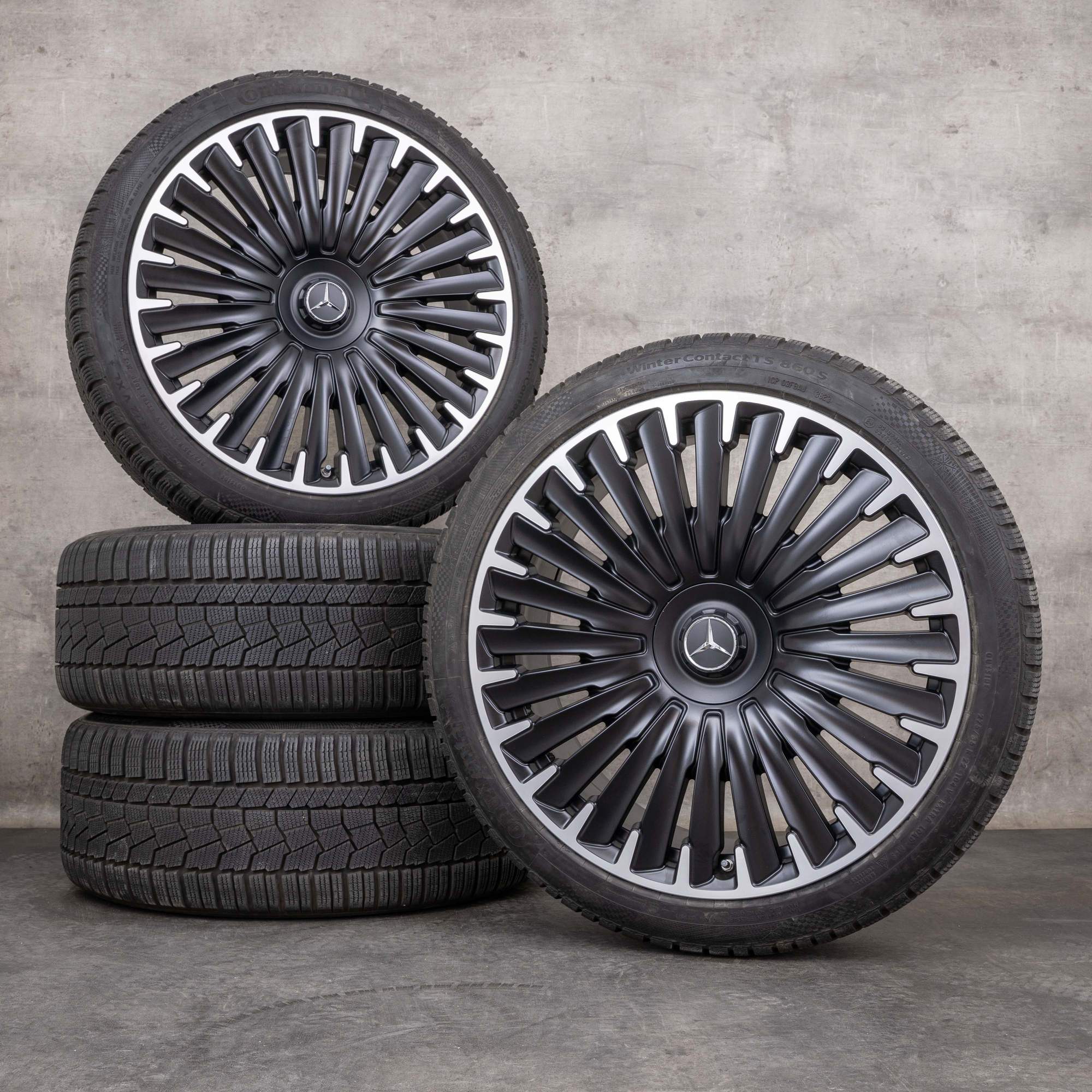 Original Mercedes Benz EQE SUV 43 53 AMG Winterräder 22 Zoll X294 Felgen A2944011600 schwarz matt glanzgedreht