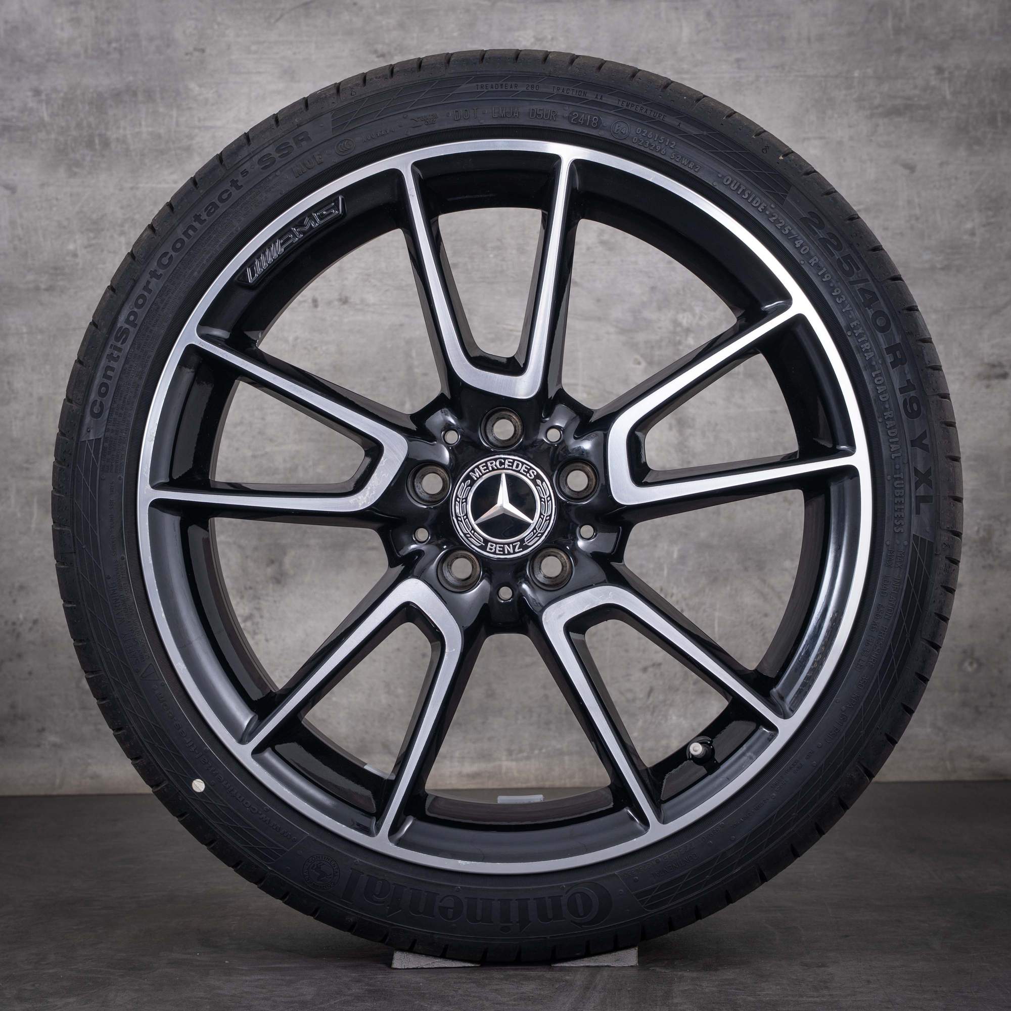 OEM Mercedes-Benz C-Class AMG 19inch summer wheels W205 S205 C205 A205 A2054012200 A2054012300 diamond cut black