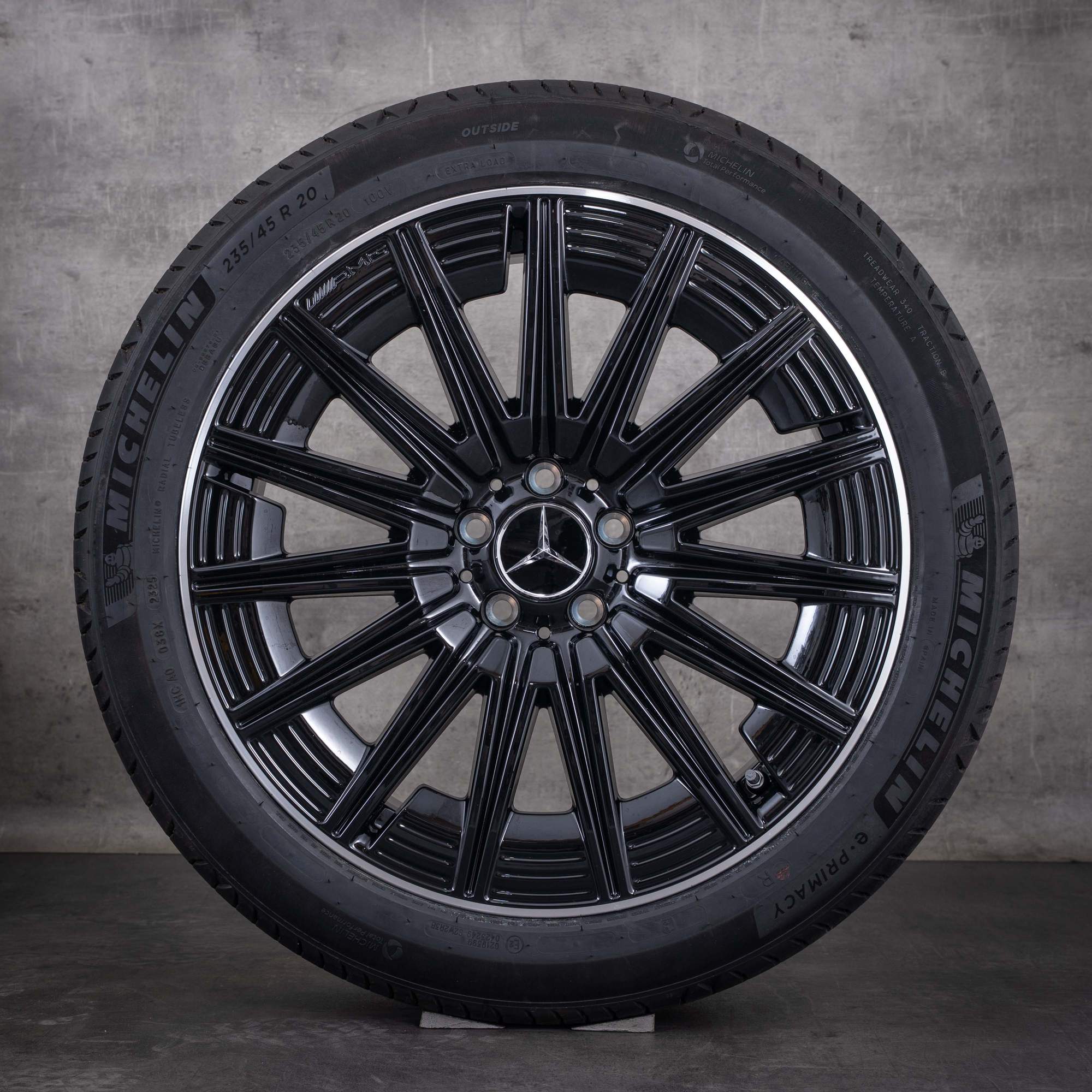 Original Mercedes-Benz GLA GLB 20-tums AMG-fälgar H247 X247 sommarhjul A2474015200 svarta frontpolerade
