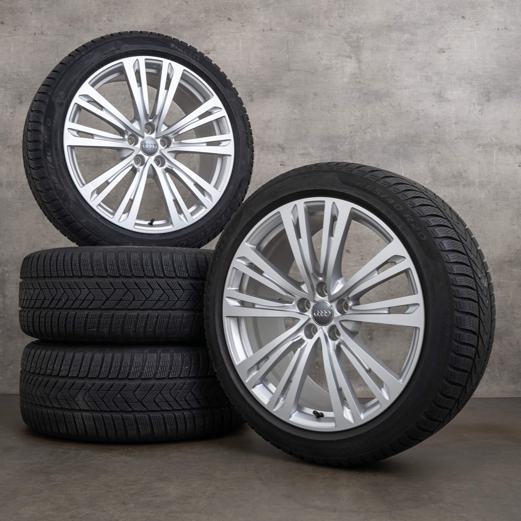 Originale Audi A8 S8 vinterhjul 20 tommer 4N D5 felger 4N0601025Q sølv