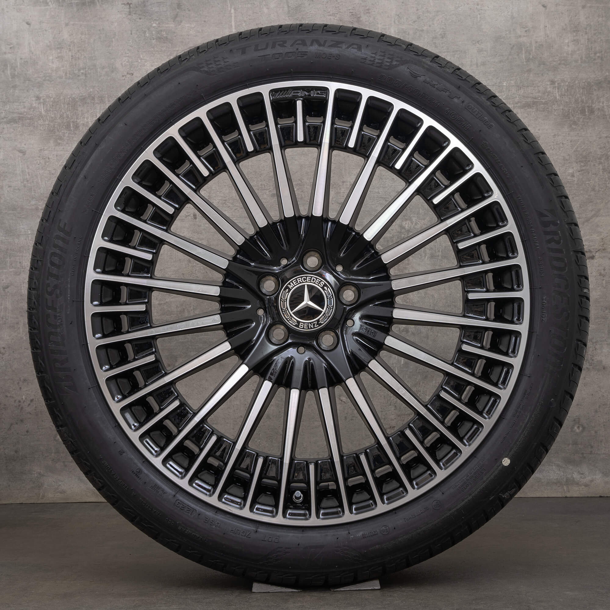 Original Mercedes Benz EQS AMG roues d'été 21 pouces limousine V297 jantes A2974011500 noir brillant