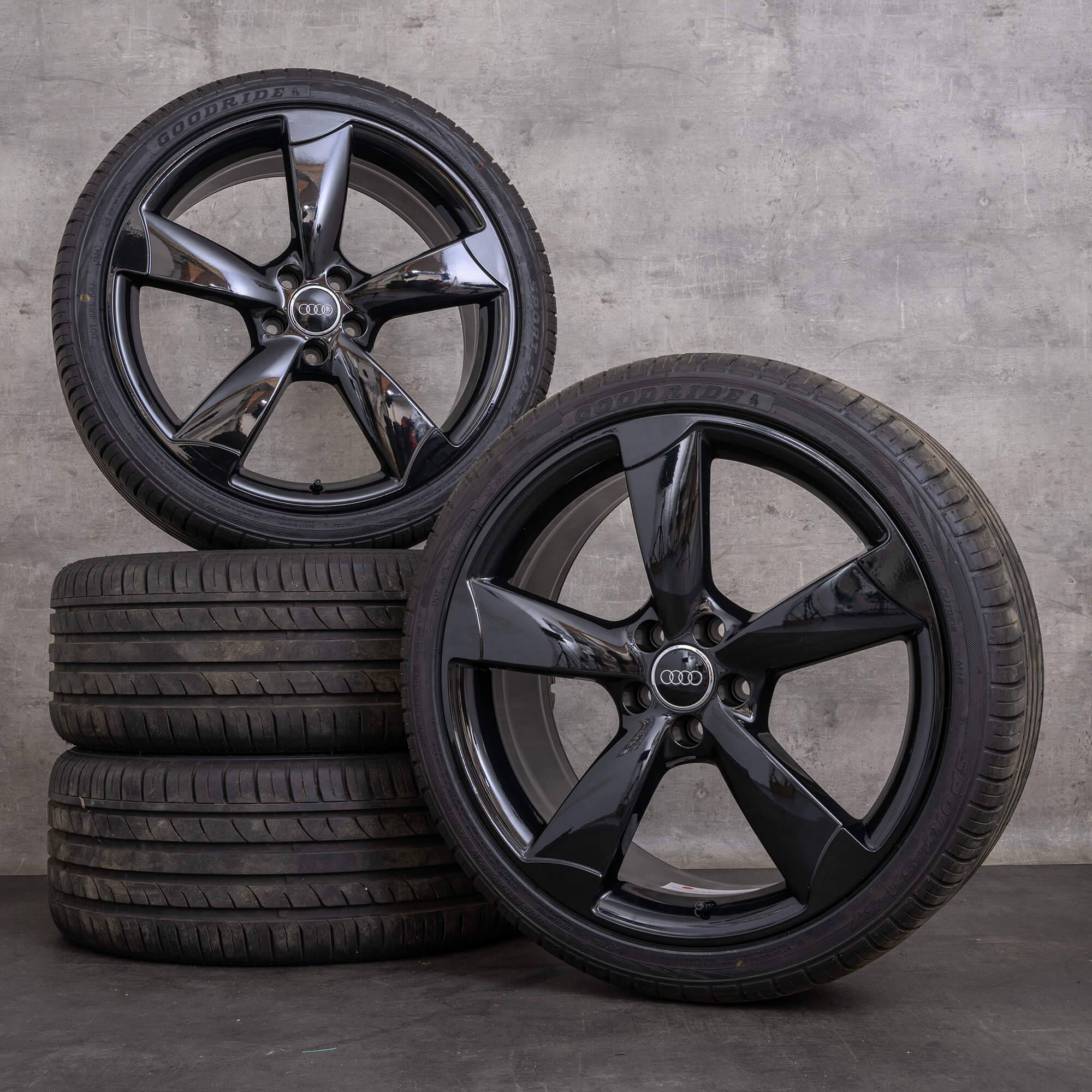 Original Audi A6 S6 fälgar / fälg 20 tum 4G C7 sommarhjul 4G0601025BP sommardäck svart glänsande