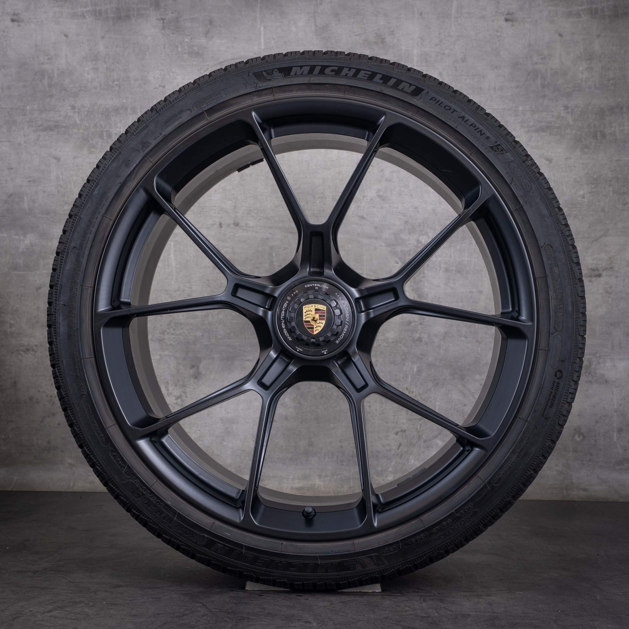 Originale Porsche 911 vinterhjul 20 21 tommer 992 I GT3 & RS fælge 9GT601025B 9GT601025C mat sort - hjul 4 af 4