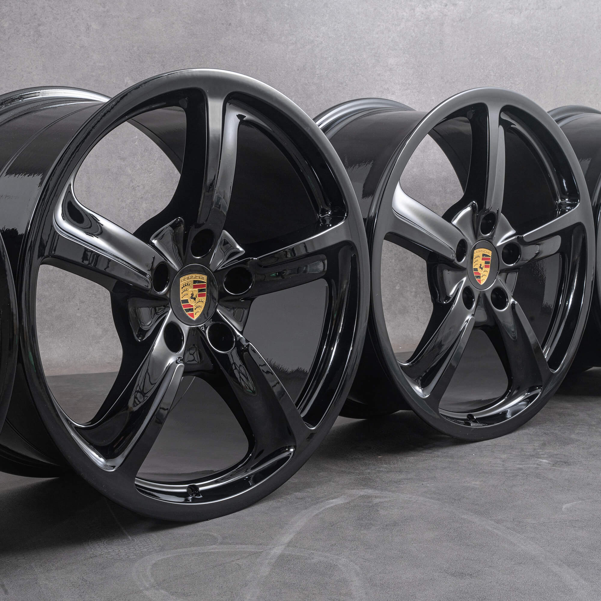 Original Porsche 991 fälgar 20 tum 4S C4 99136116240 99136216741 Djup svart
