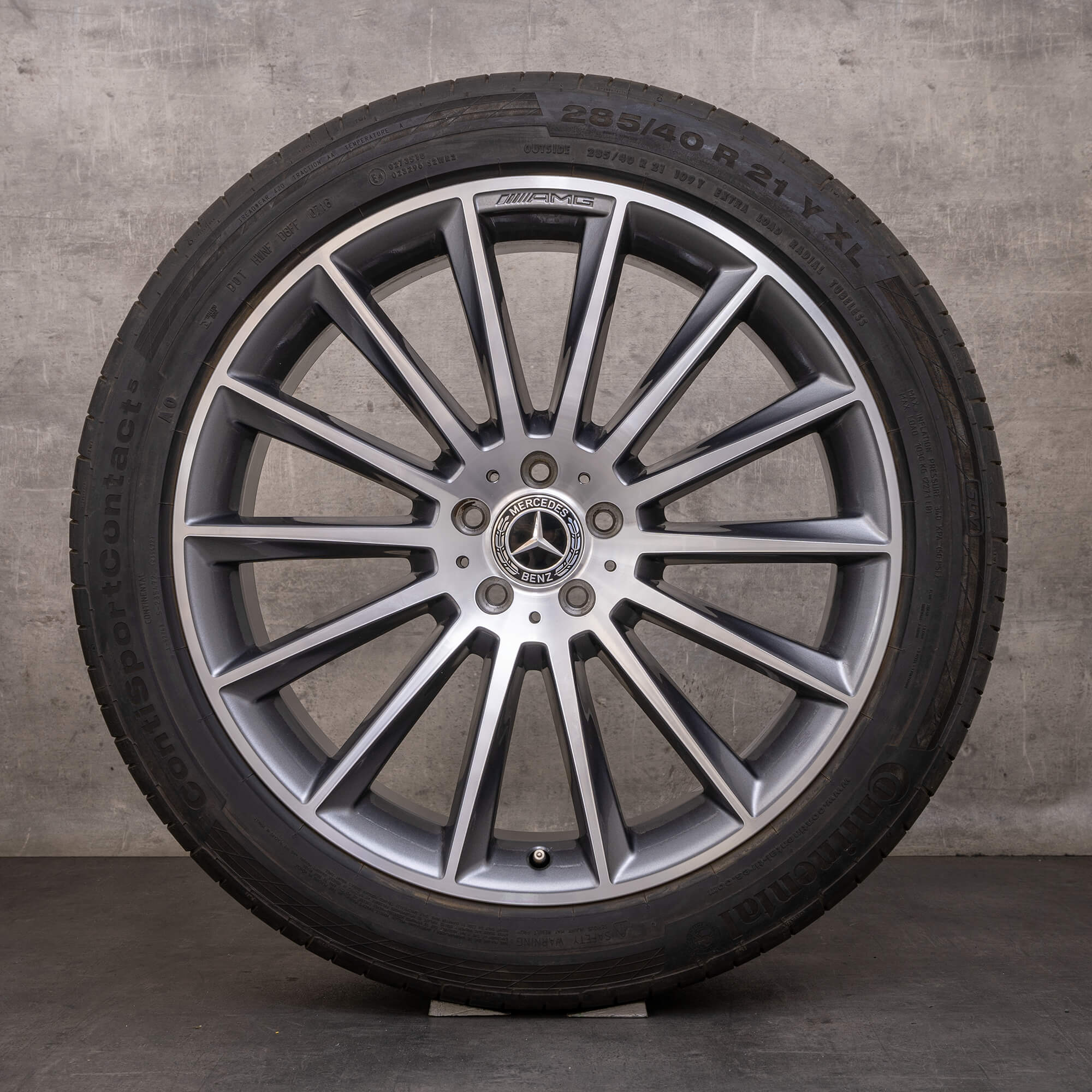 Orijinal AMG GL GLS jantlar 21 inç 166 yaz jant lastik A1664013200 araba tekerlek himalaya gri yüksek parlaklıkta tornalanmış