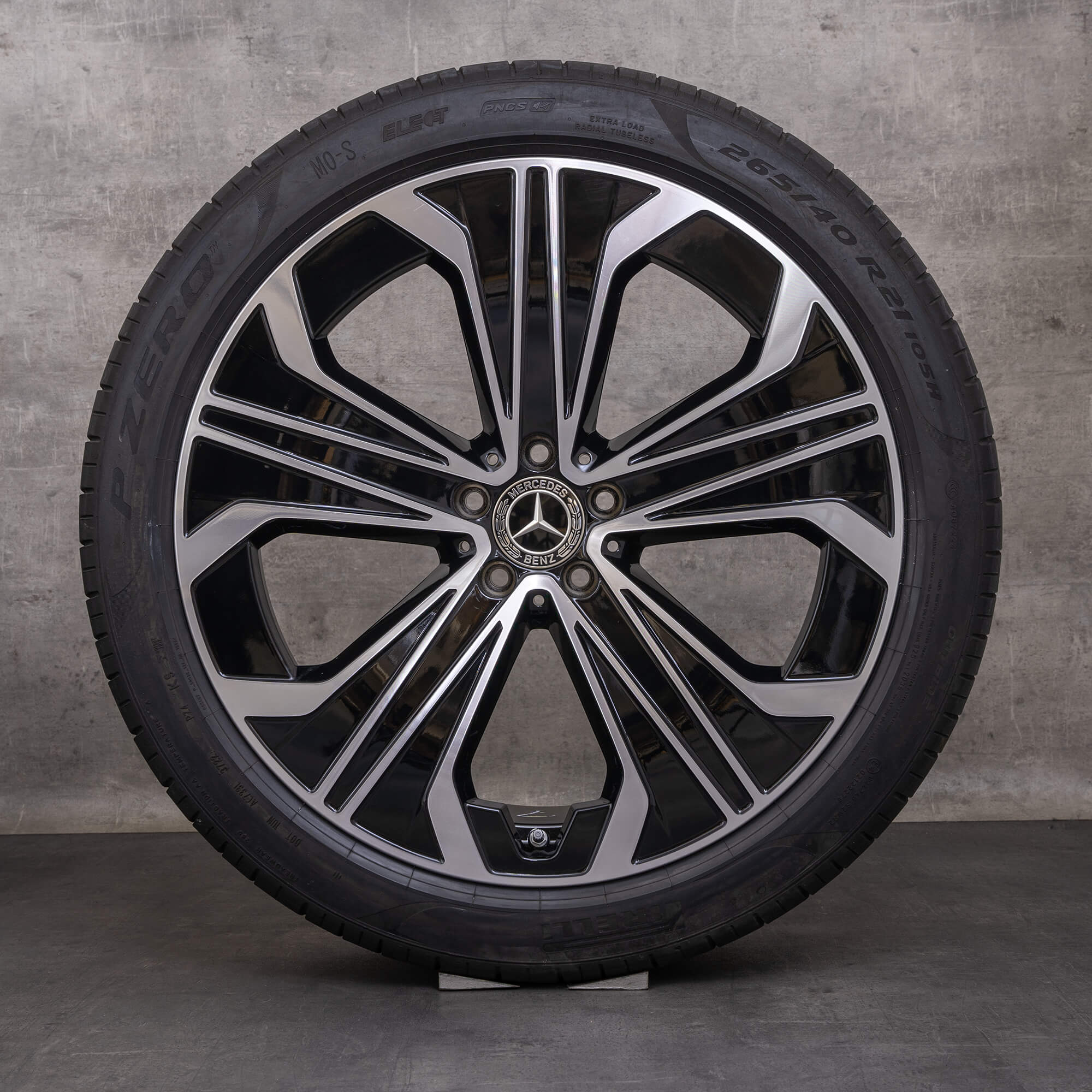 Jantes originais Mercedes Benz EQE de 21 polegadas SUV X294 jantes inverno A2944010200 pretas brilhantes torneadas