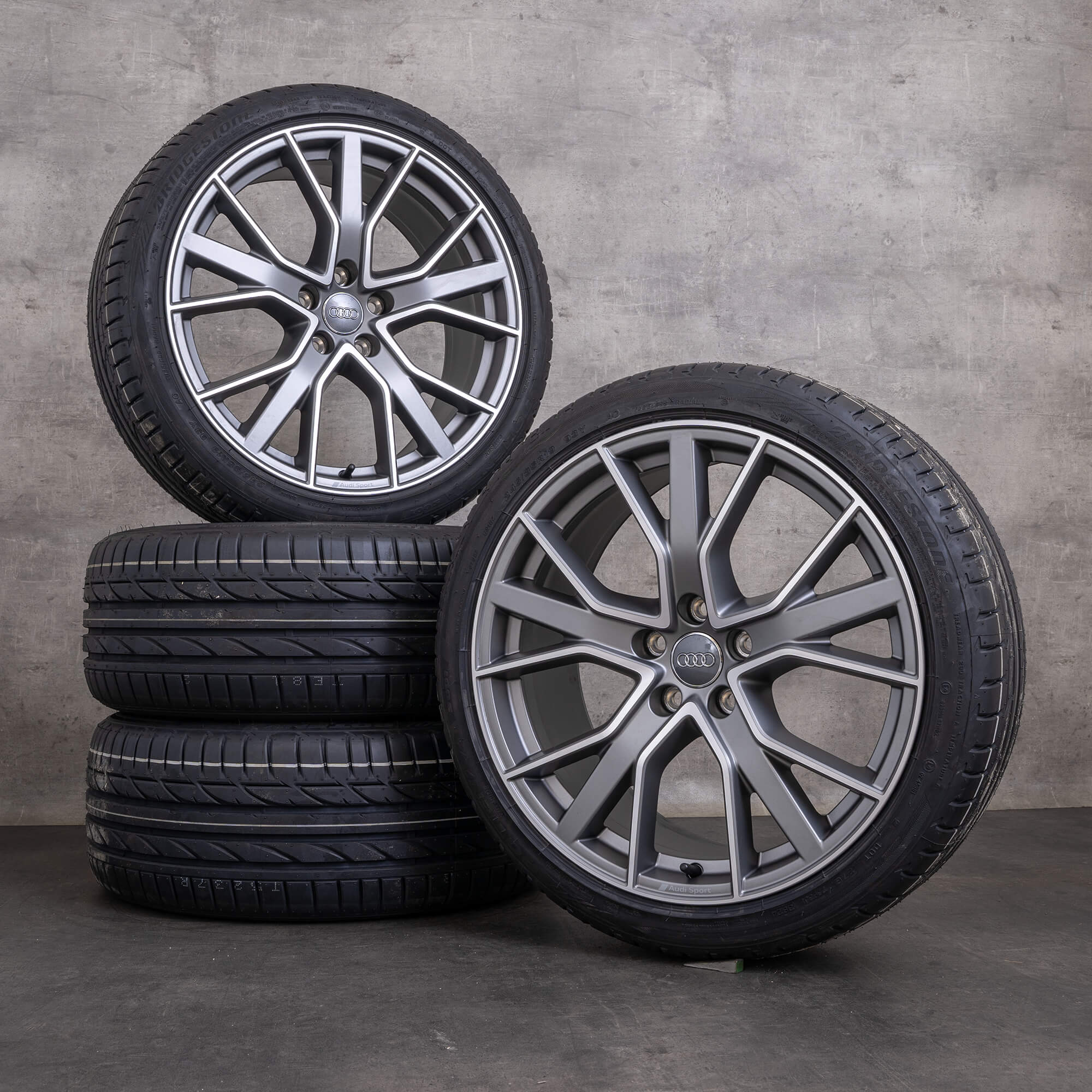 OEM Audi A4 S4 rims 19 inch 8W B9 summer wheels 8W0601025DH anthracite matt glossy finish