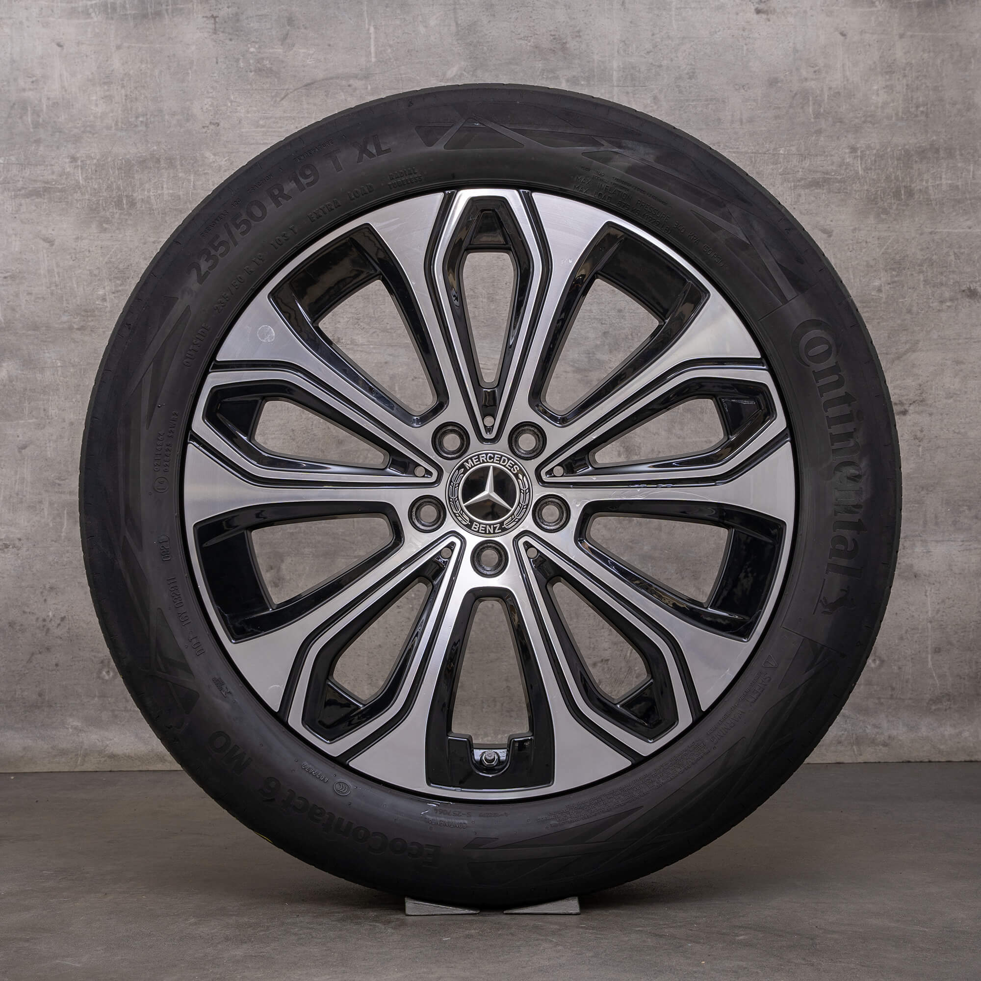 Original Mercedes Benz EQE vinterhjul 19 tommer V295 fælge A2954011600 sort blank drejet