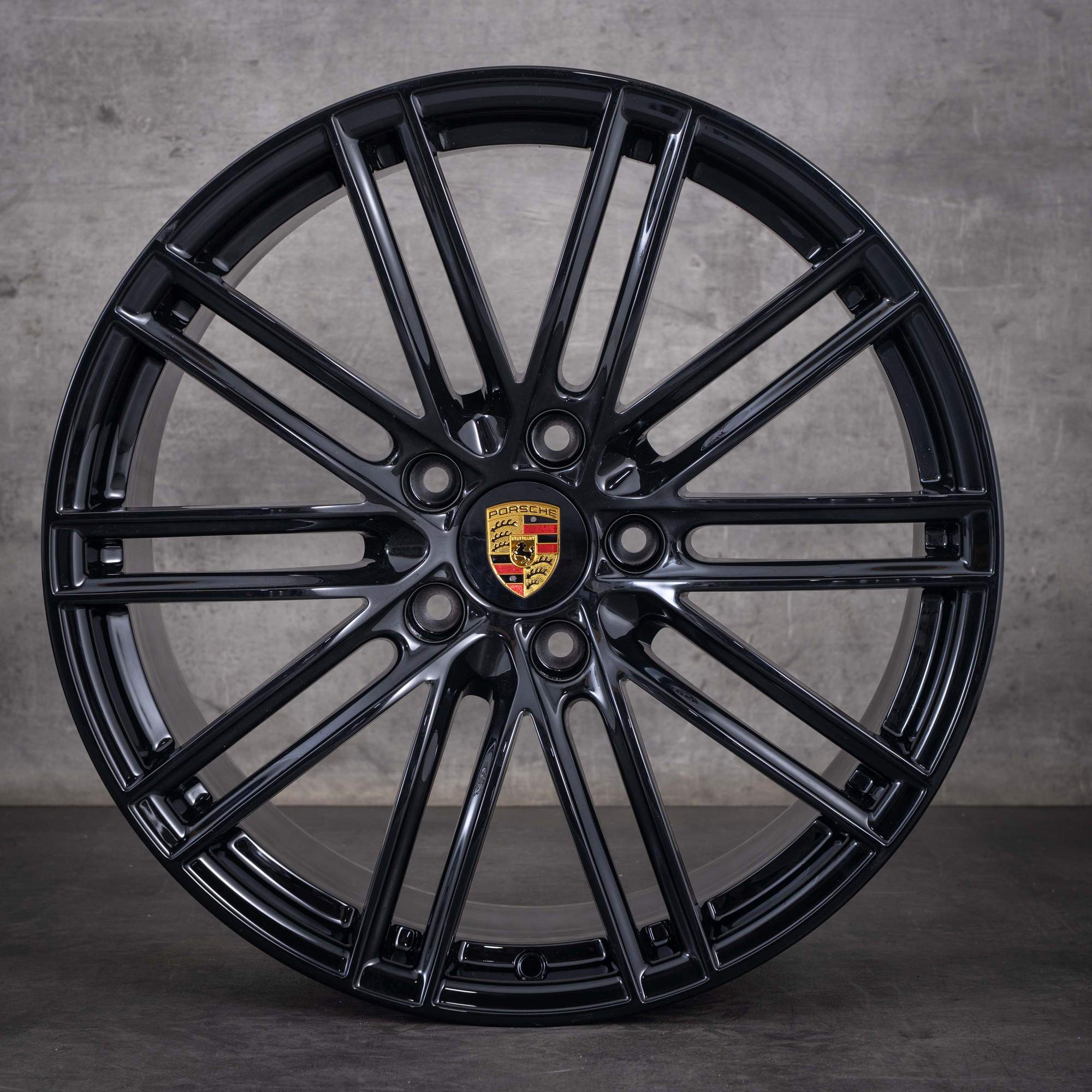 Jante originale Porsche Boxster Cayman 718 de 20 de inci model 982 Styling 911 Turbo coduri 982601025F și 982601025AF jante din aluminiu negru lucios NOI