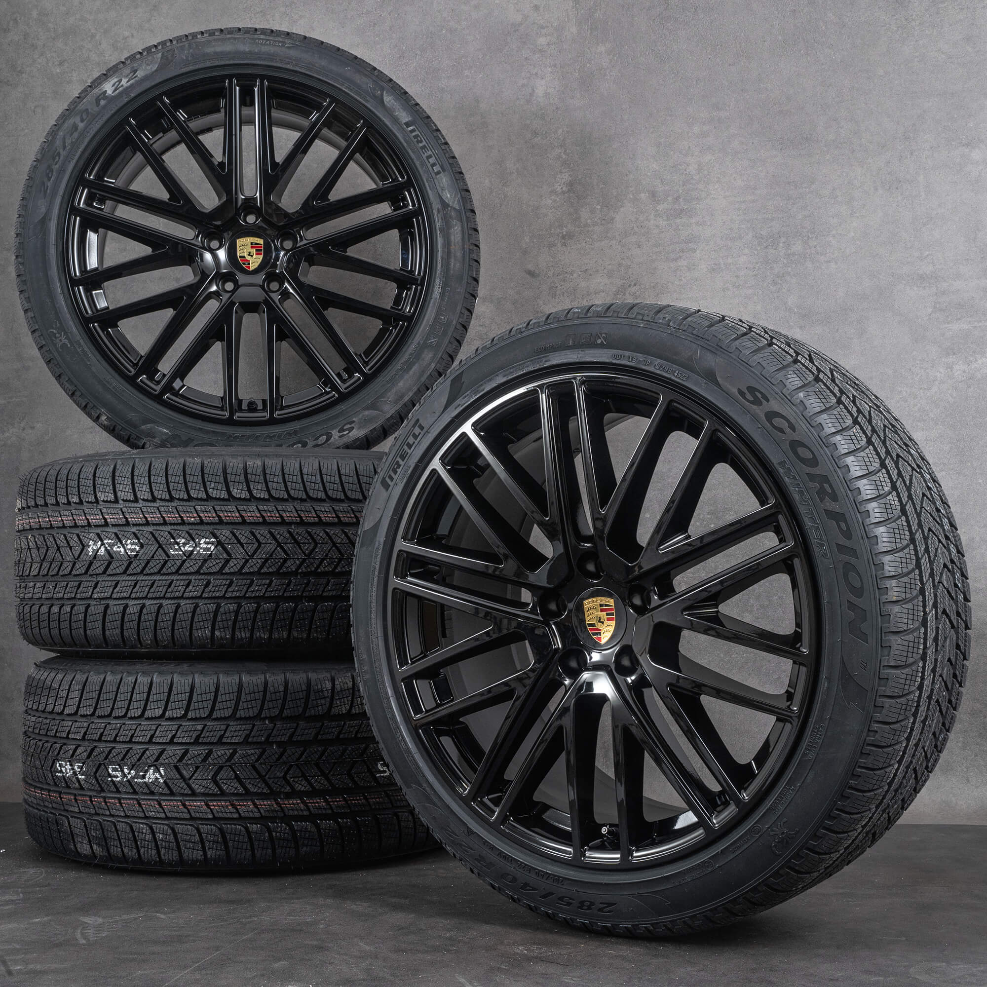 Alkuperäiset Porsche Cayenne talvirenkaat 22 tuuman 9YA II vanteet 9Y0601025DR 9Y3601025CA musta kiiltävä UUTUUS