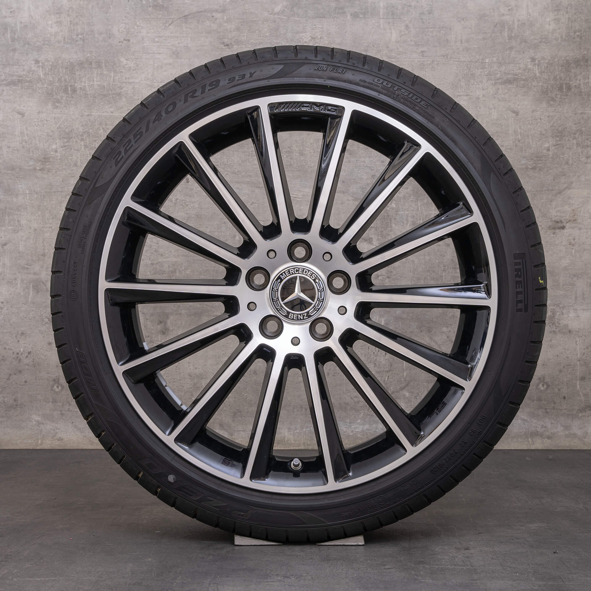 Aito Mercedes Benz C-Class AMG vanteet 19 tuuman W205 S205 C205 A205 kesävanteet A2054011300 A2054011400 musta kiiltävä käännetty