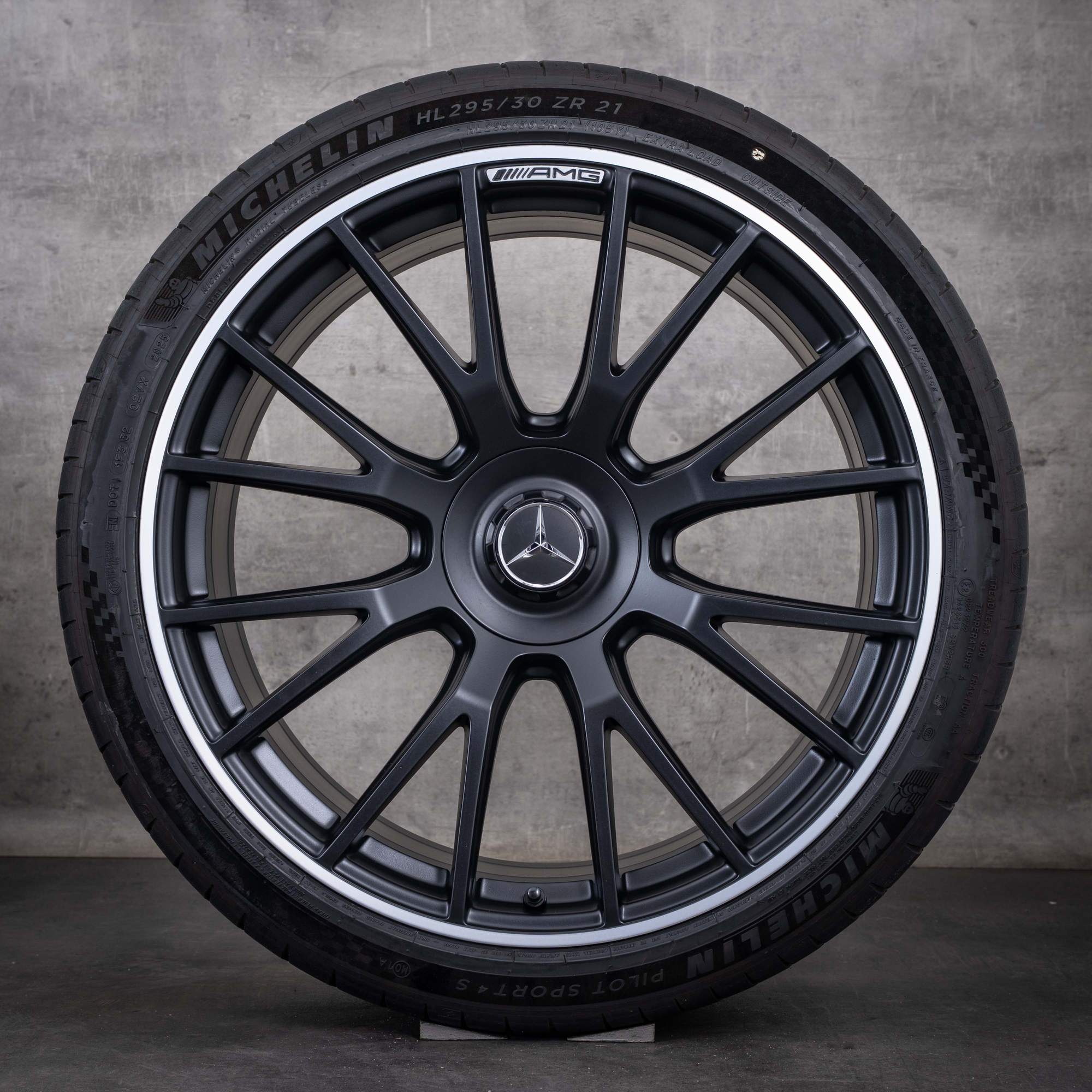 Original Mercedes Benz E-Klasse E53 Hybrid AMG Felgen 21 Zoll W214 S214 Sommerräder A2144011300 A2144011400 schwarz matt glanzgedreht