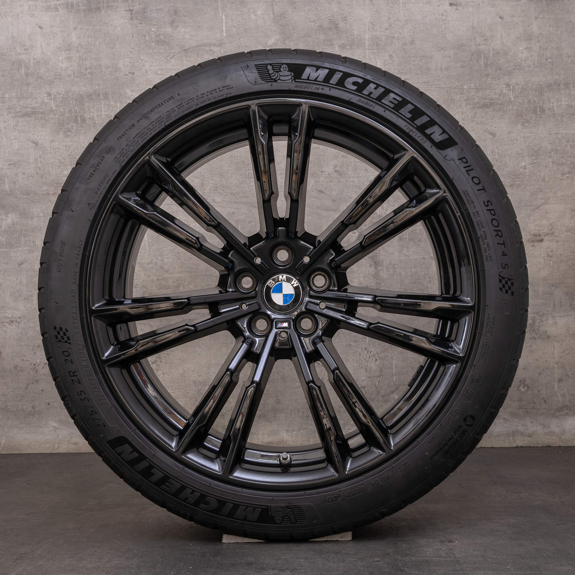 Original BMW M5 fälgar 20 tum M F90 sommarhjul styling 706 8073977 8083979 svart glansig