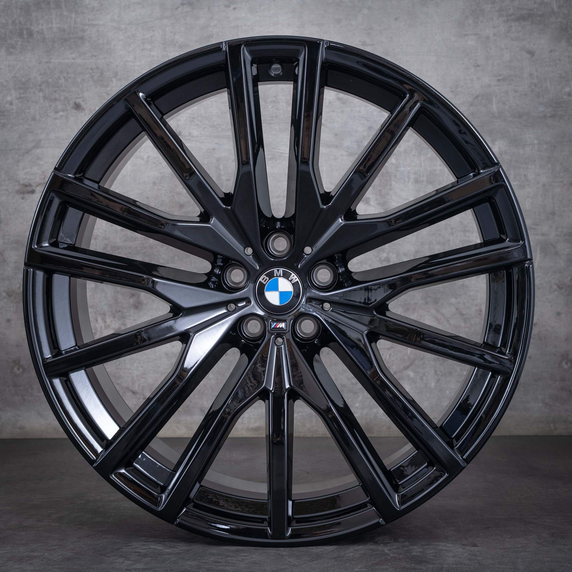 Oryginał BMW X5 X6 koła 22 cale G05 G06 letnie 742 M 8090013 8090014 czarny błyszczący