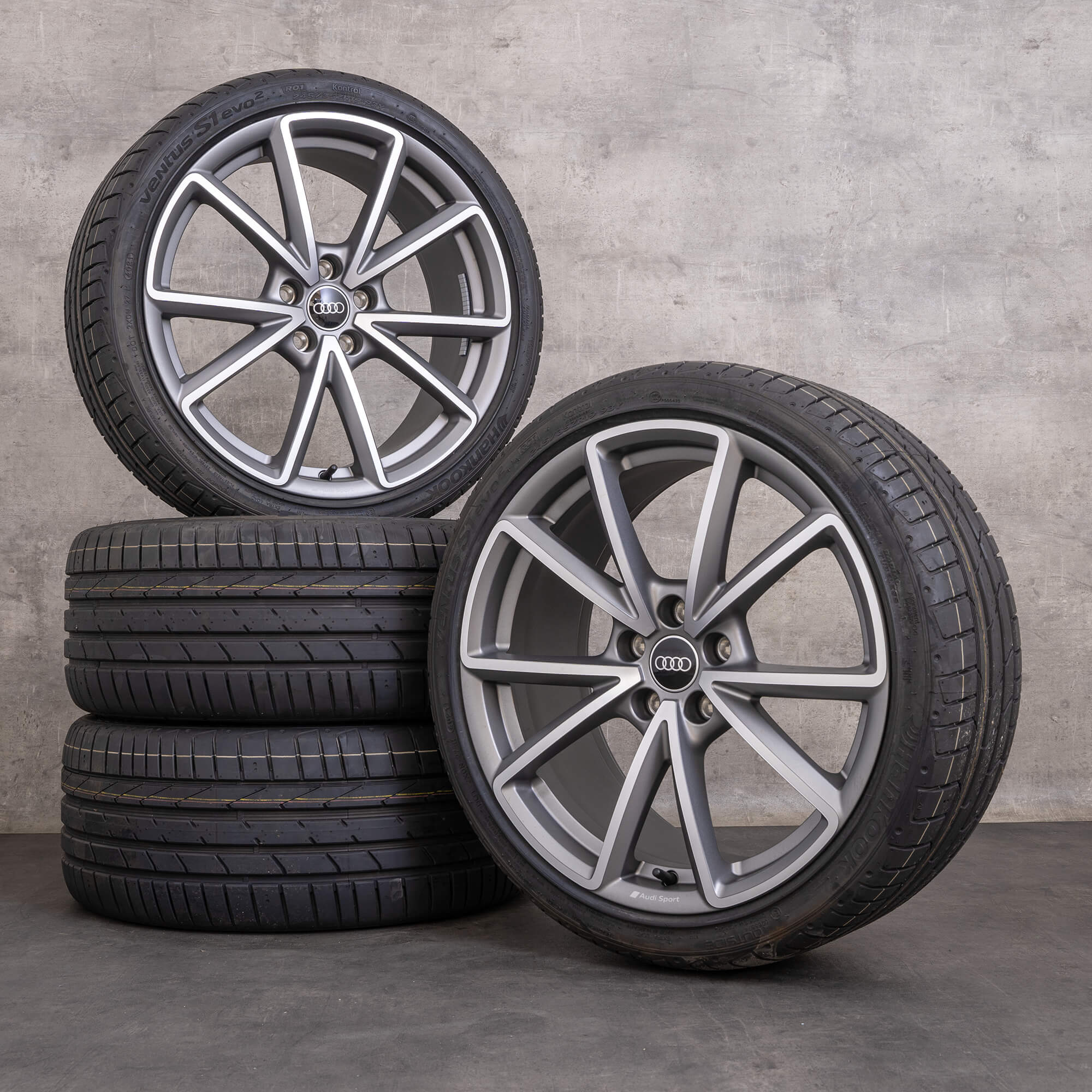 Original Audi A4 S4 Felgen 19 Zoll B9 8W Sommerräder 8W0601025EA anthrazit matt glanzgedreht