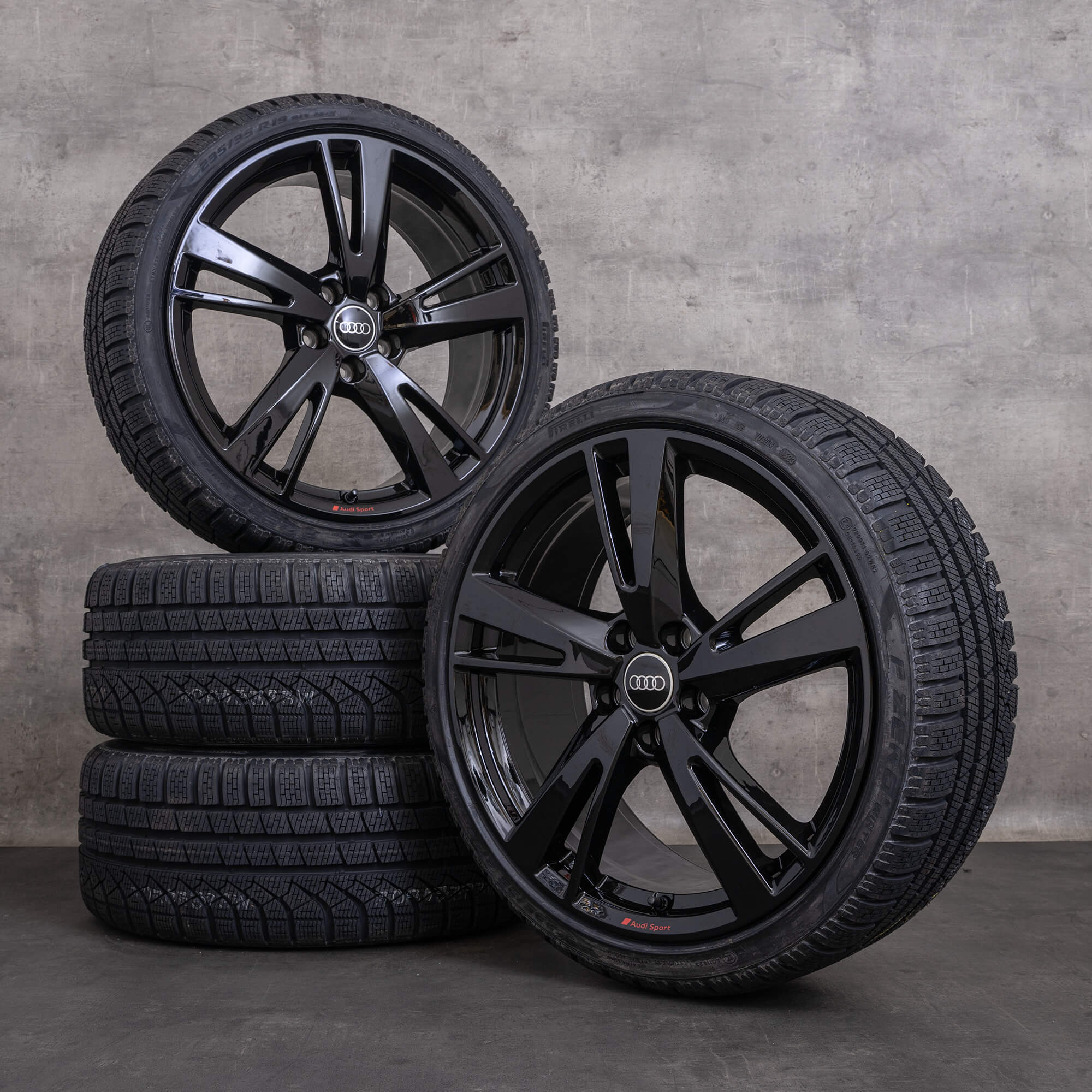 OEM Audi A3 S3 RS3 snow tire packages 19 inch 8V Blade rims 8V0601025FK black glossy