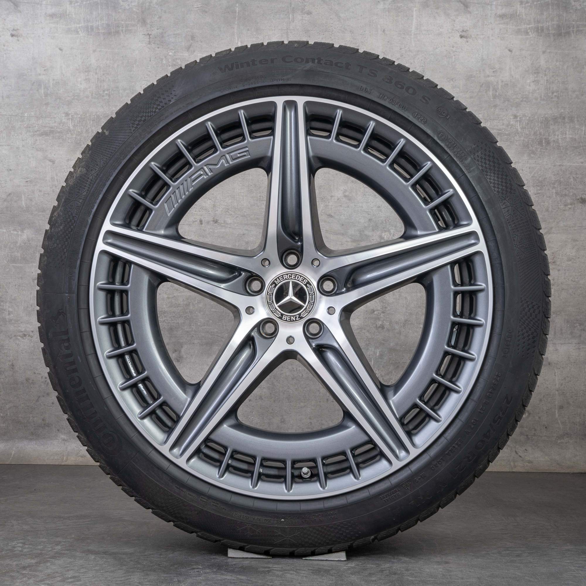 Alkuperäiset Mercedes Benz EQS 53 AMG talvirenkaat 21 tuuman V297 vanteet A2974011600 himalajanharmaa kiillotettu