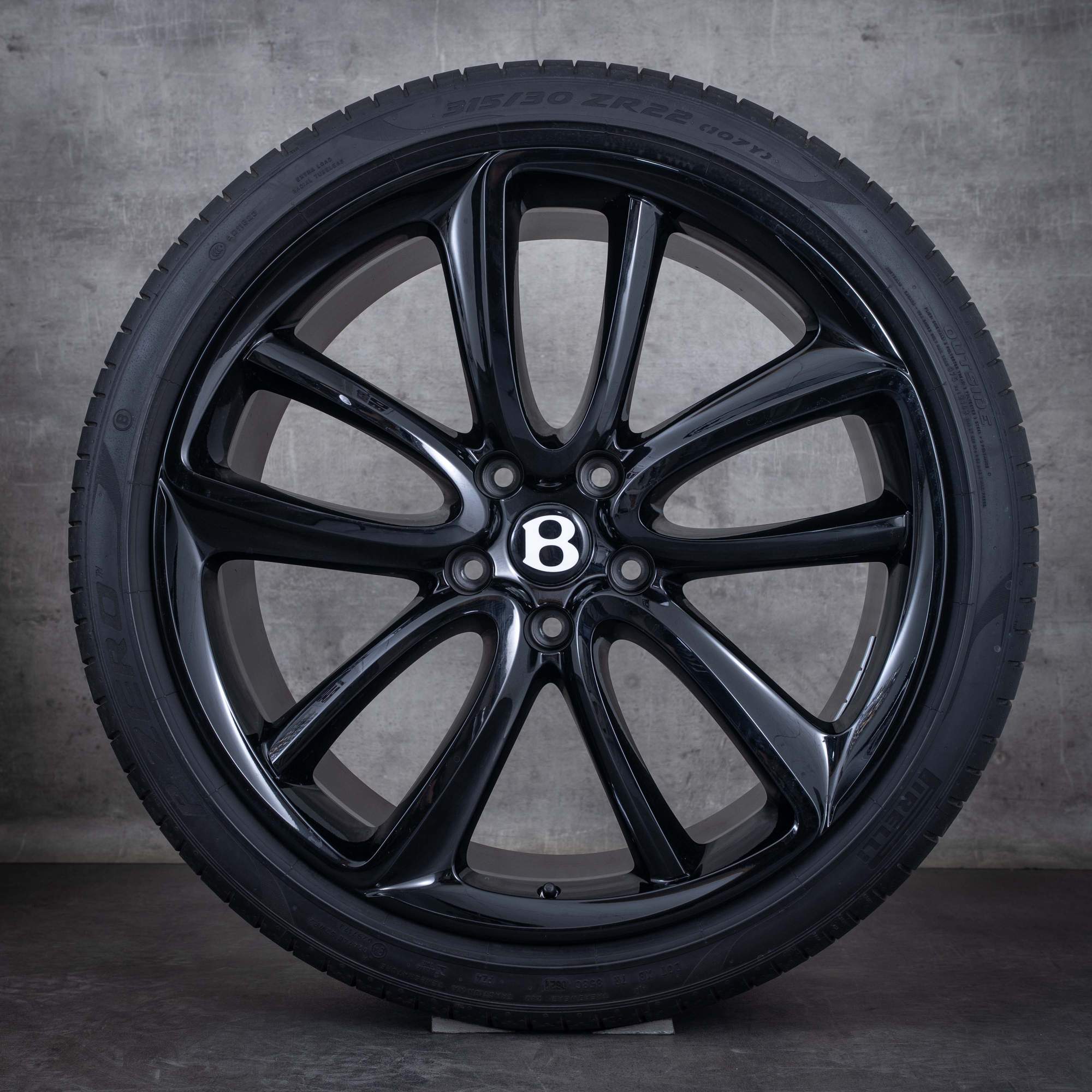 Alkuperäiset Bentley GT GTC Flying Spur 3S vanteet 22 tuuman kesäpyörät 3SA601025BD 3SA601025BF musta kiiltäväpintainen
